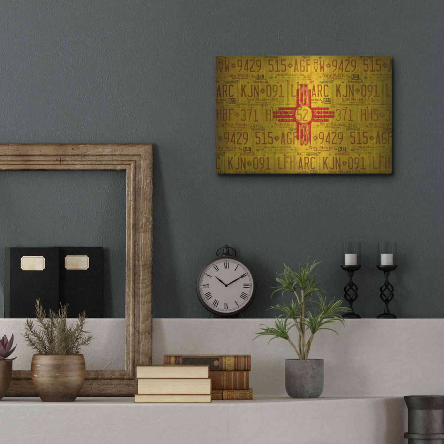 Luxe Metal Art 'New Mexico State Flag' by Design Turnpike, Metal Wall Art,16x12