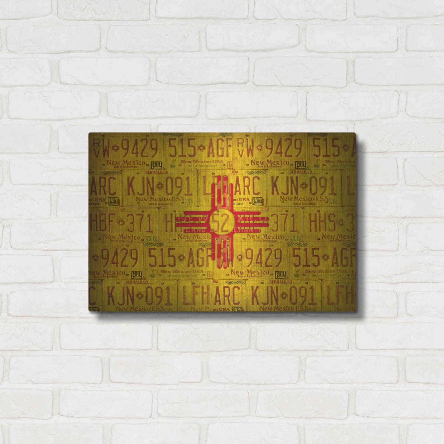 Luxe Metal Art 'New Mexico State Flag' by Design Turnpike, Metal Wall Art,24x16