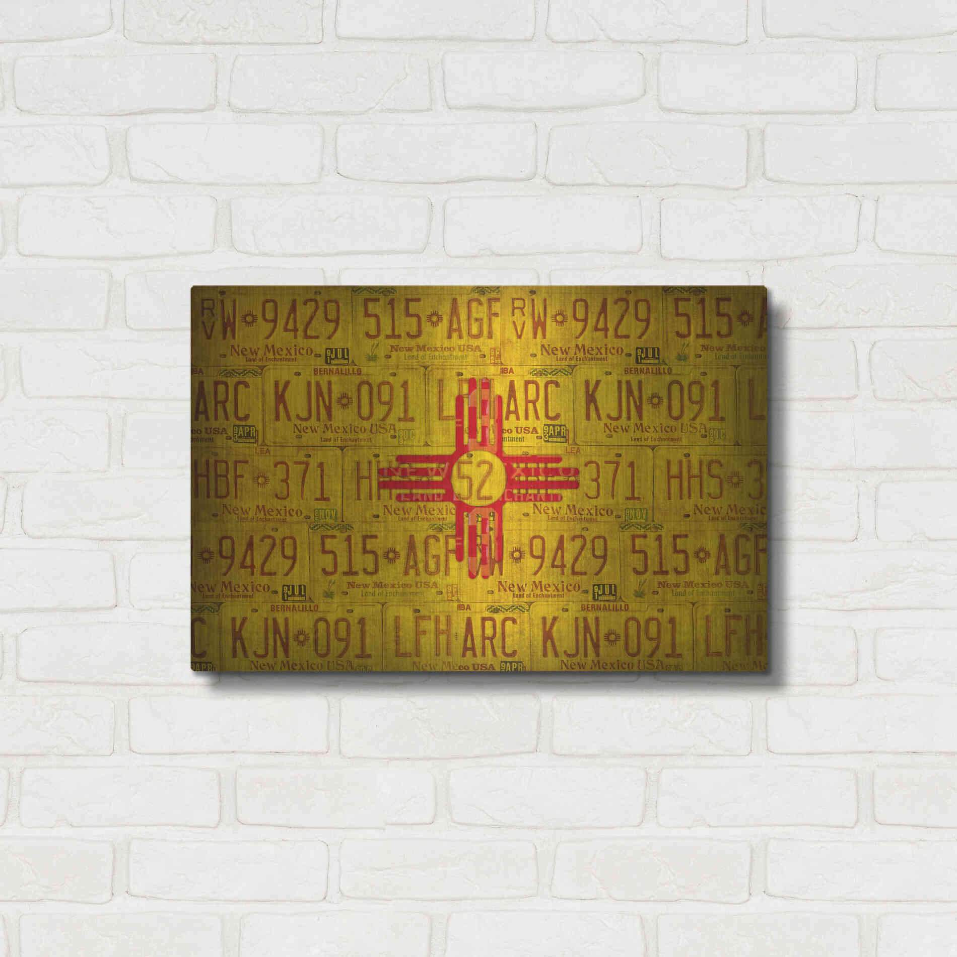 Luxe Metal Art 'New Mexico State Flag' by Design Turnpike, Metal Wall Art,24x16