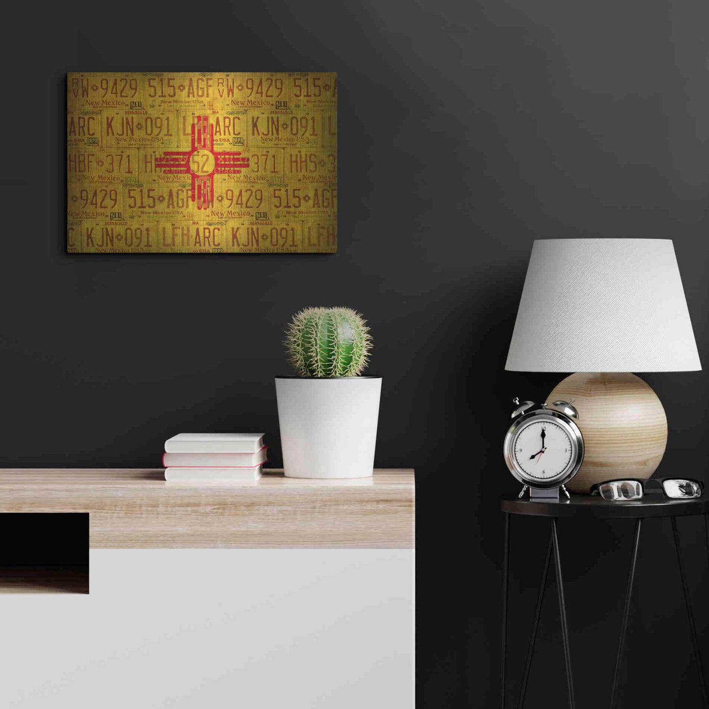 Luxe Metal Art 'New Mexico State Flag' by Design Turnpike, Metal Wall Art,24x16