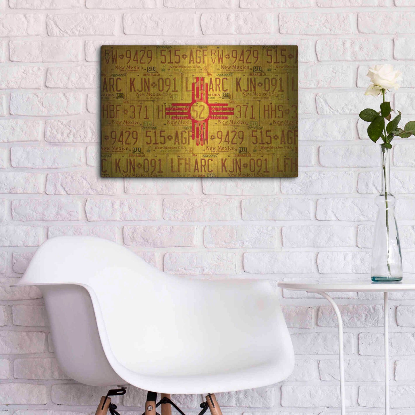 Luxe Metal Art 'New Mexico State Flag' by Design Turnpike, Metal Wall Art,24x16