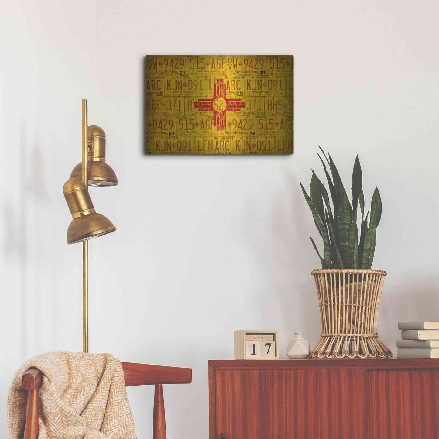 Luxe Metal Art 'New Mexico State Flag' by Design Turnpike, Metal Wall Art,24x16