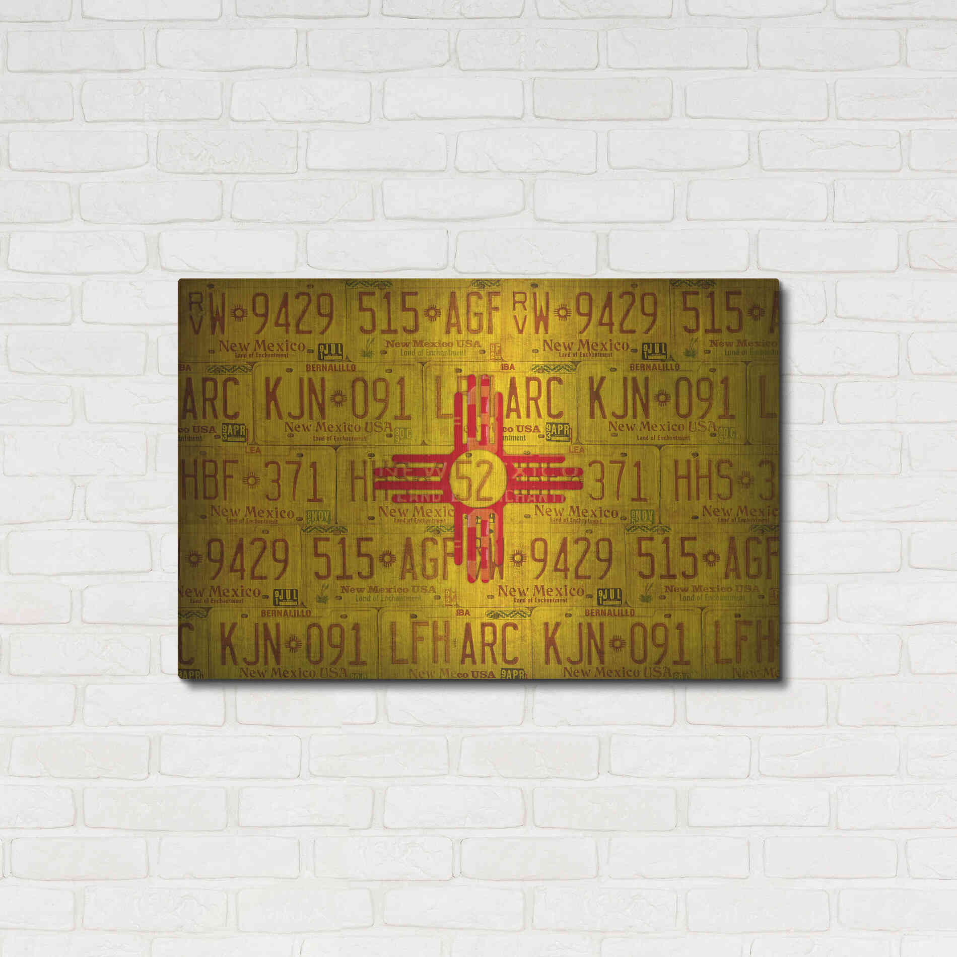 Luxe Metal Art 'New Mexico State Flag' by Design Turnpike, Metal Wall Art,36x24