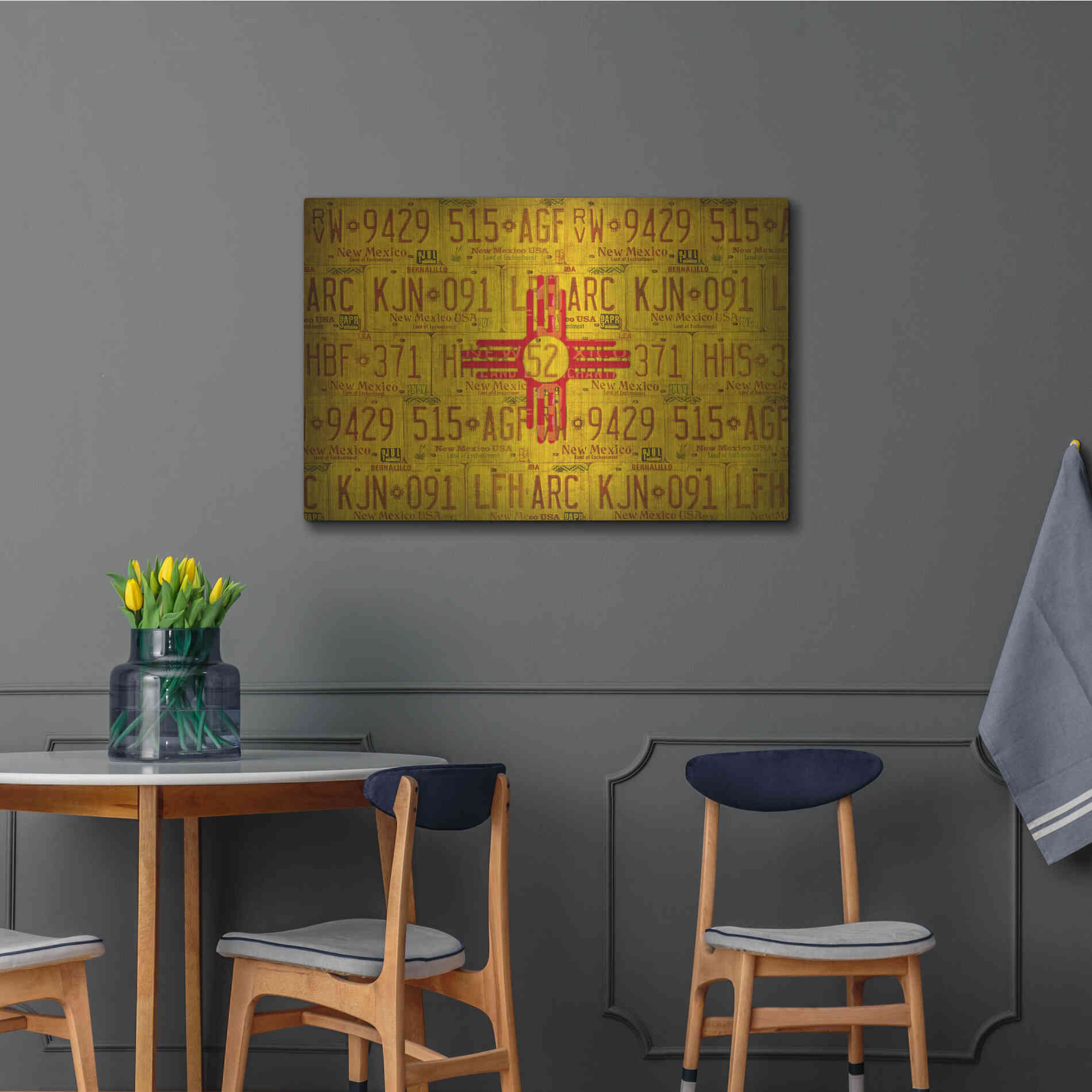 Luxe Metal Art 'New Mexico State Flag' by Design Turnpike, Metal Wall Art,36x24