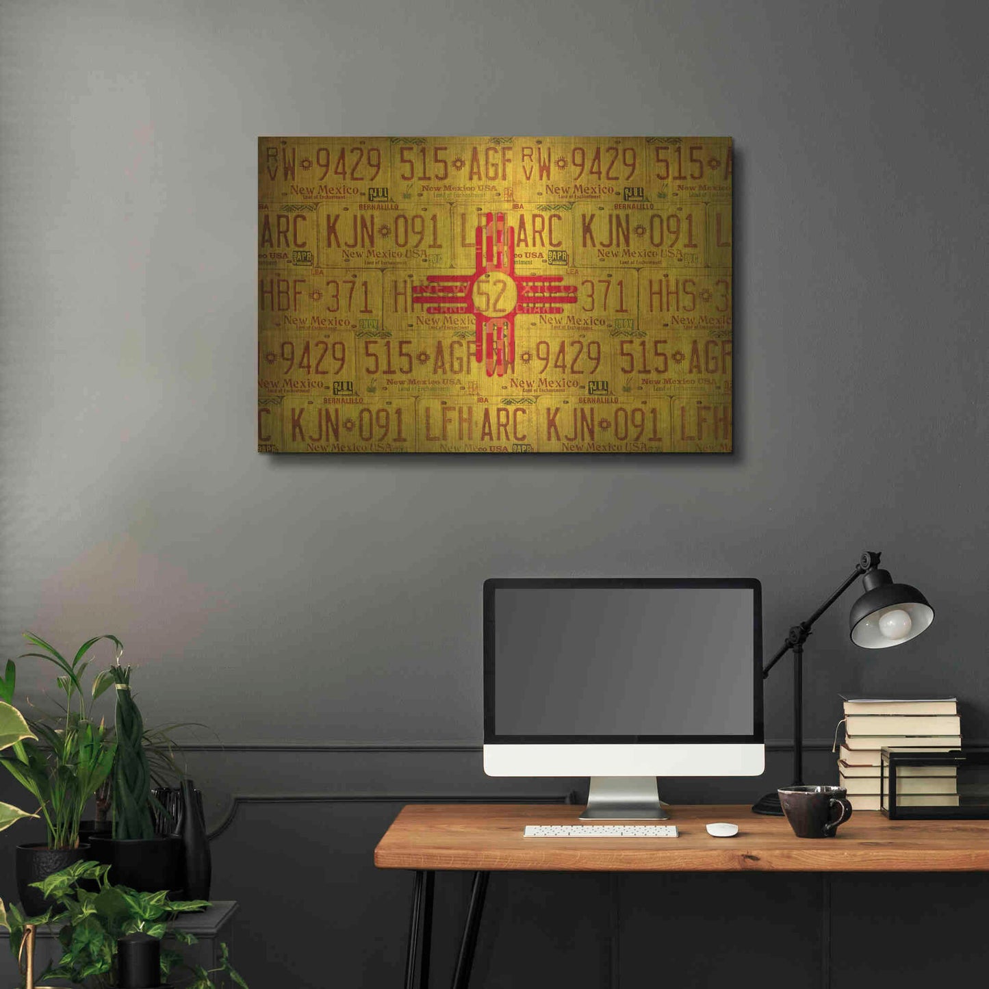 Luxe Metal Art 'New Mexico State Flag' by Design Turnpike, Metal Wall Art,36x24
