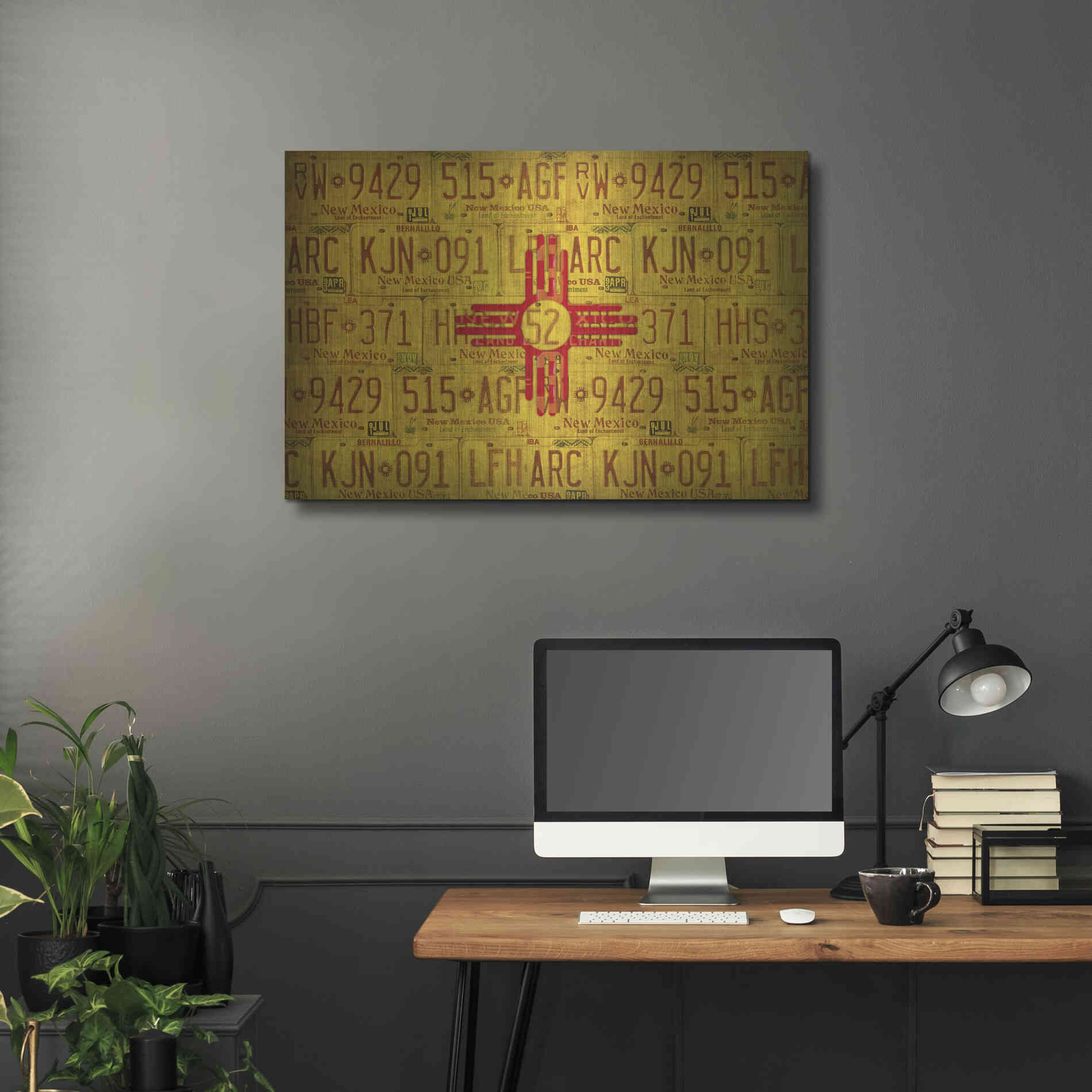 Luxe Metal Art 'New Mexico State Flag' by Design Turnpike, Metal Wall Art,36x24