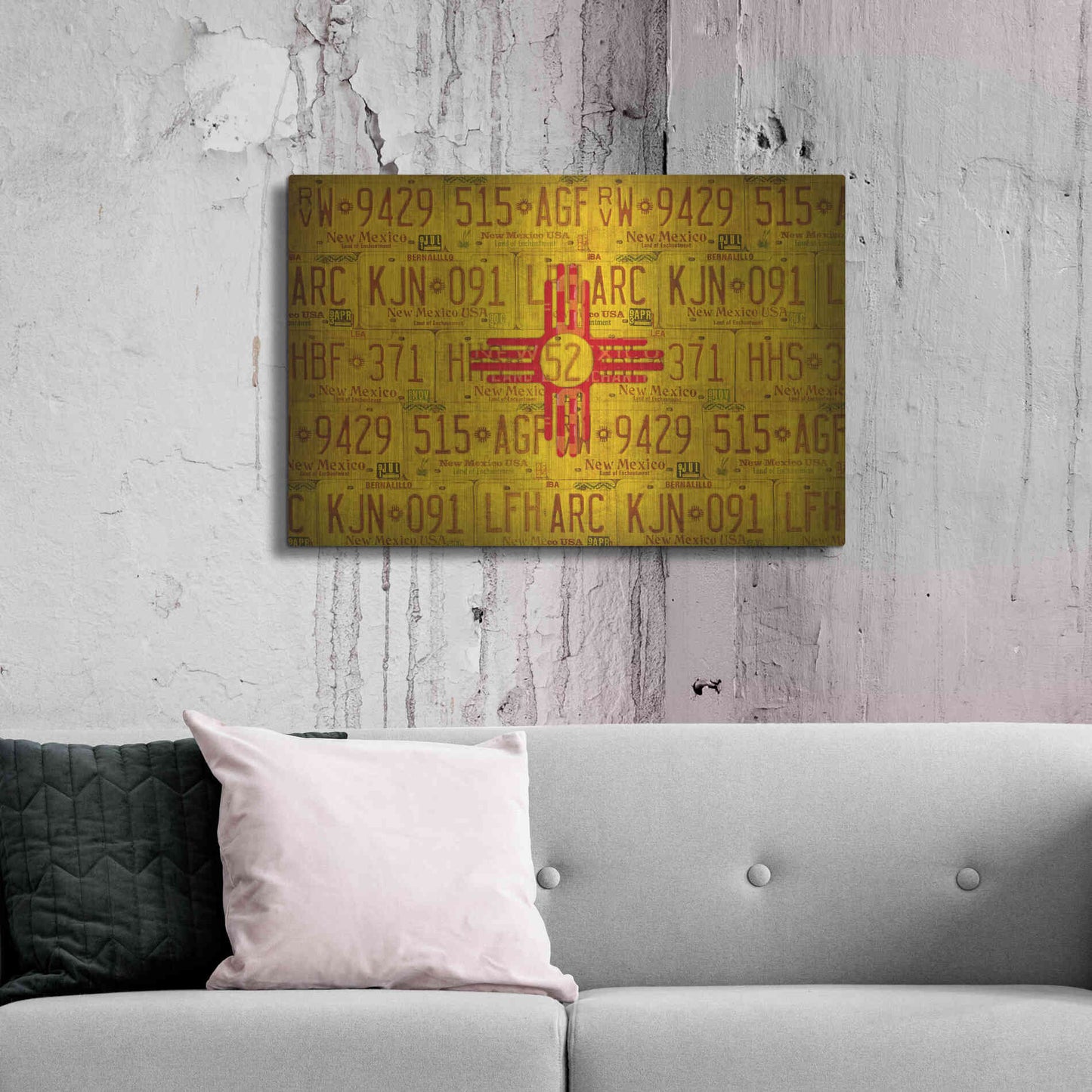 Luxe Metal Art 'New Mexico State Flag' by Design Turnpike, Metal Wall Art,36x24