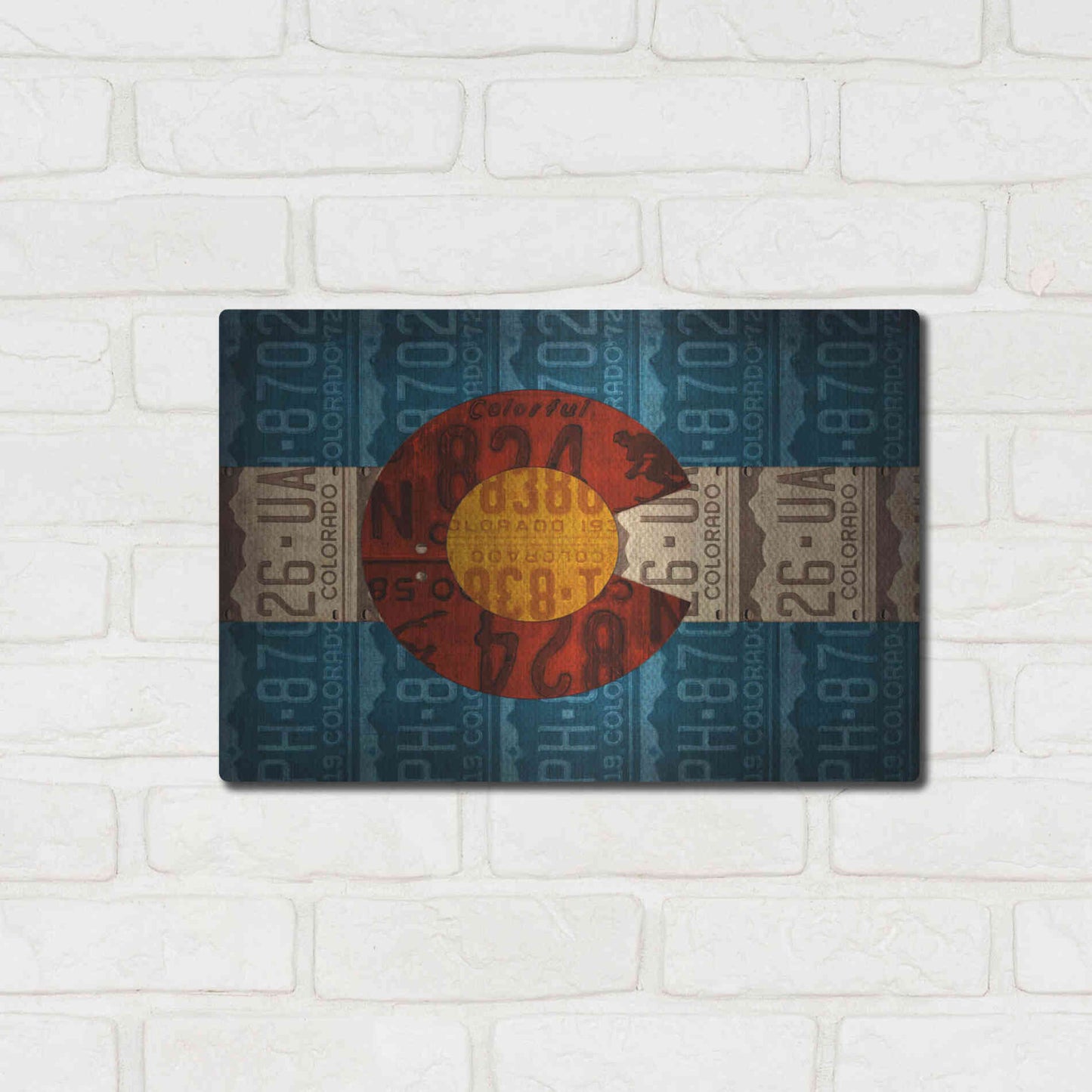 Luxe Metal Art 'Colorado State Flag License Plates' by Design Turnpike, Metal Wall Art,16x12