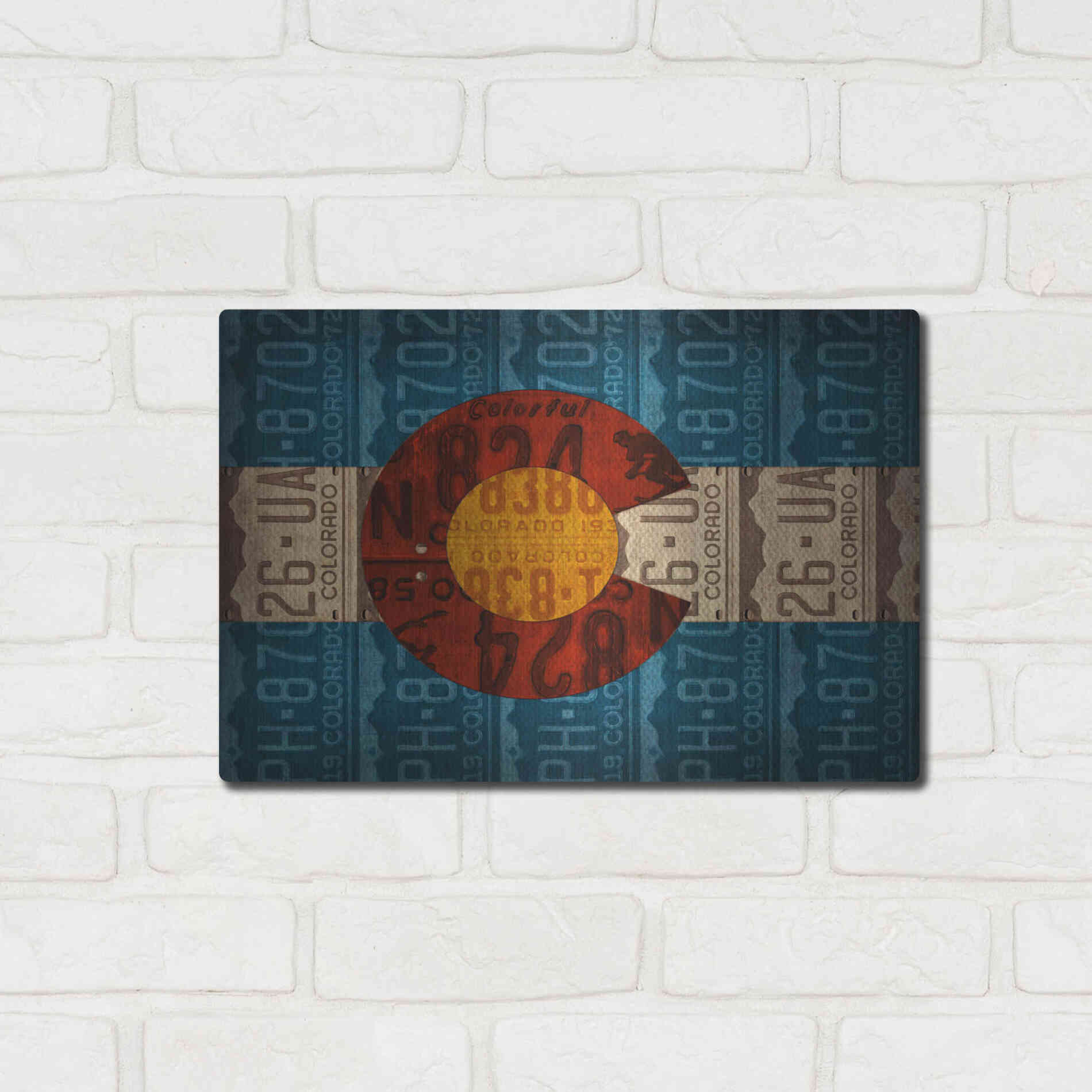 Luxe Metal Art 'Colorado State Flag License Plates' by Design Turnpike, Metal Wall Art,16x12