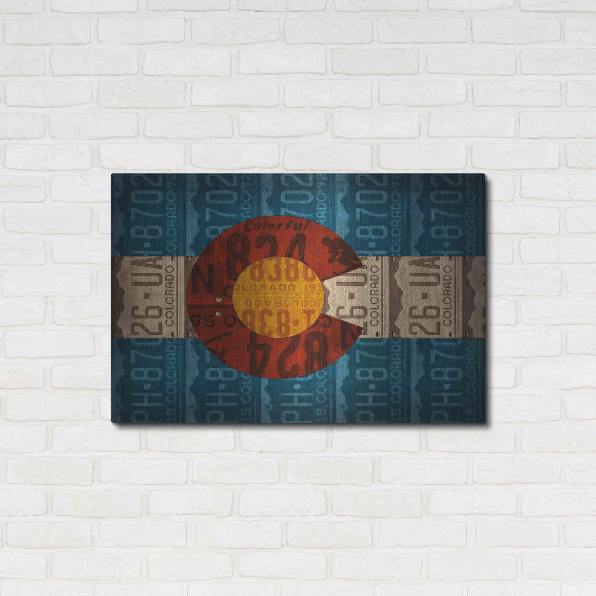 Luxe Metal Art 'Colorado State Flag License Plates' by Design Turnpike, Metal Wall Art,36x24