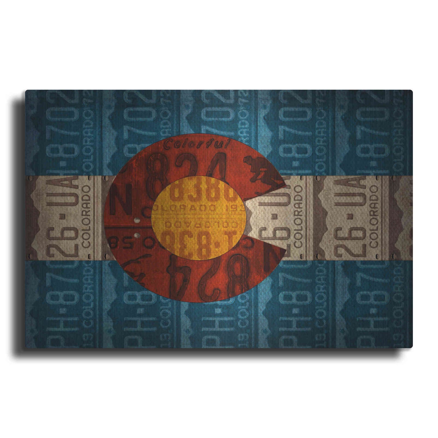 Luxe Metal Art 'Colorado State Flag License Plates' by Design Turnpike, Metal Wall Art