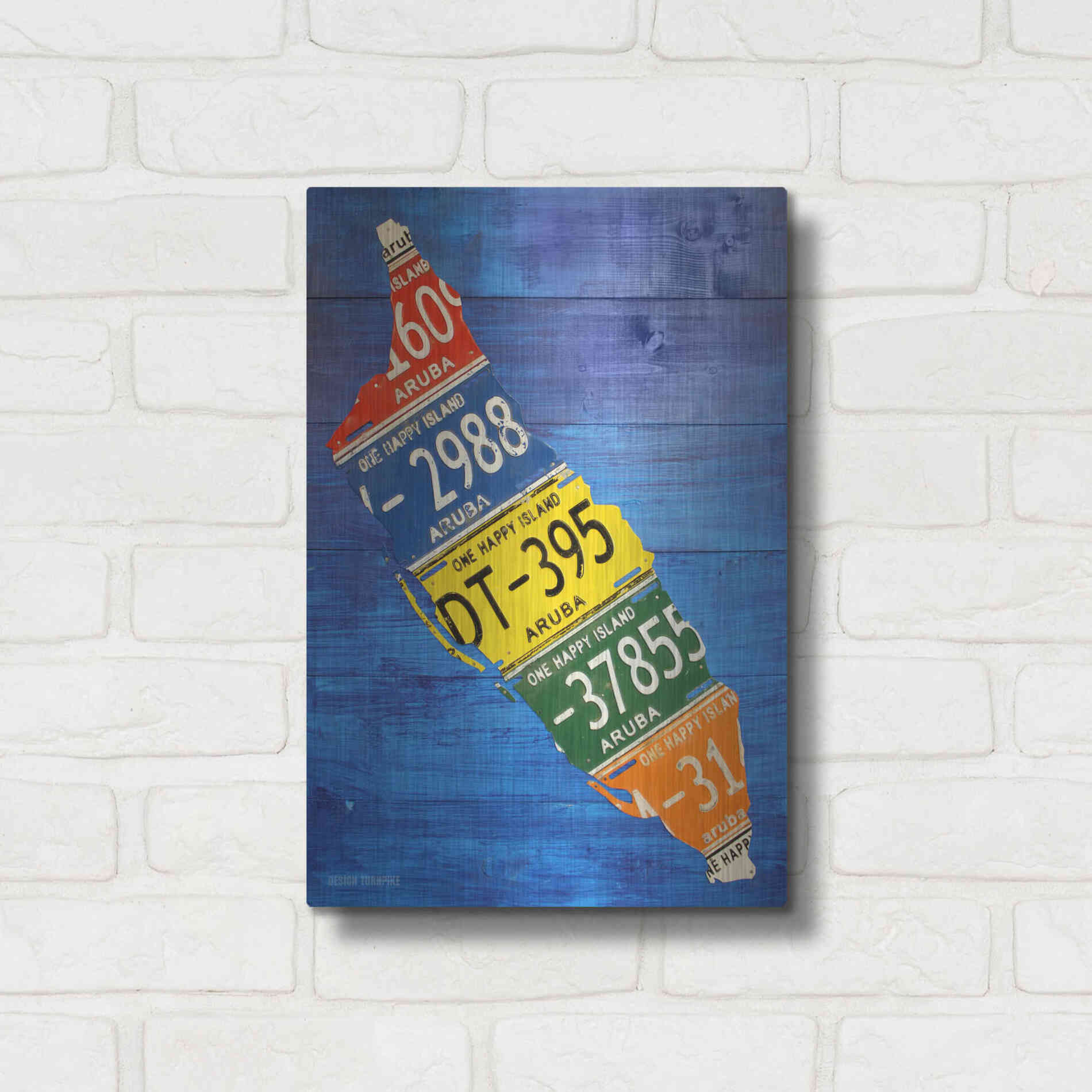 Luxe Metal Art 'Aruba License Plate Map' by Design Turnpike, Metal Wall Art,12x16