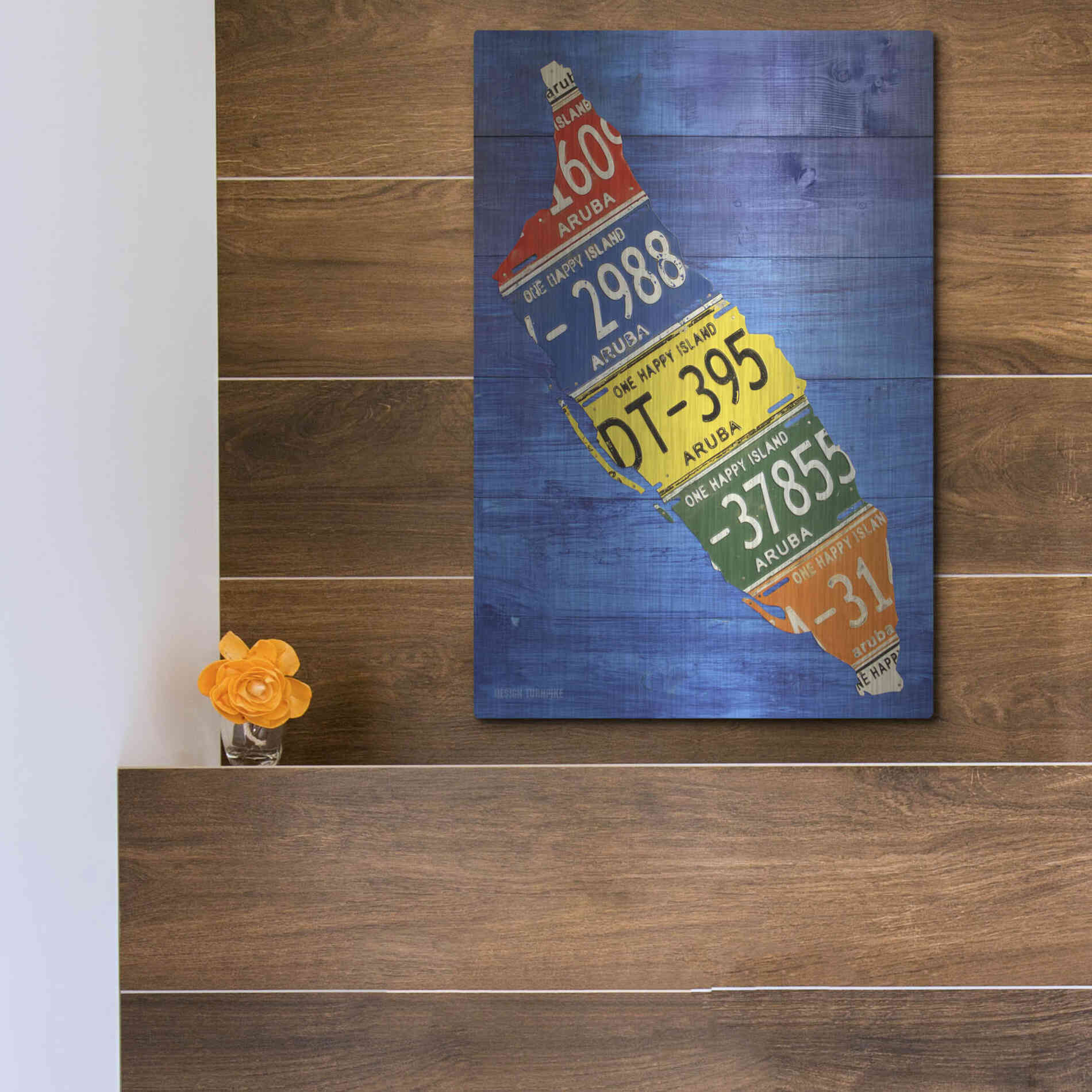Luxe Metal Art 'Aruba License Plate Map' by Design Turnpike, Metal Wall Art,12x16