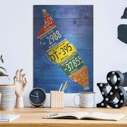 Luxe Metal Art 'Aruba License Plate Map' by Design Turnpike, Metal Wall Art,12x16