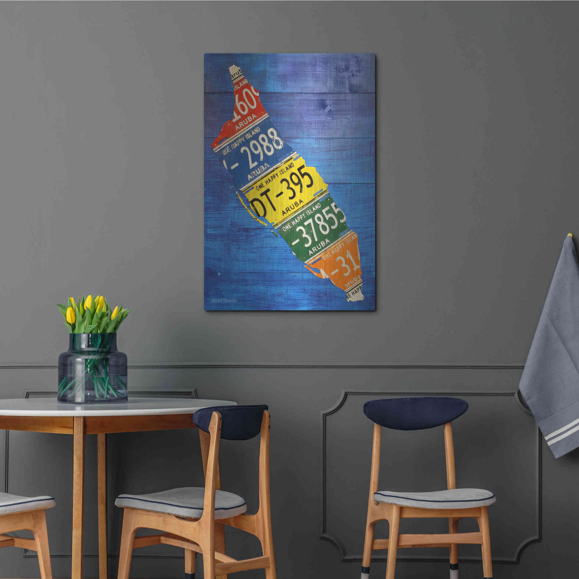 Luxe Metal Art 'Aruba License Plate Map' by Design Turnpike, Metal Wall Art,24x36
