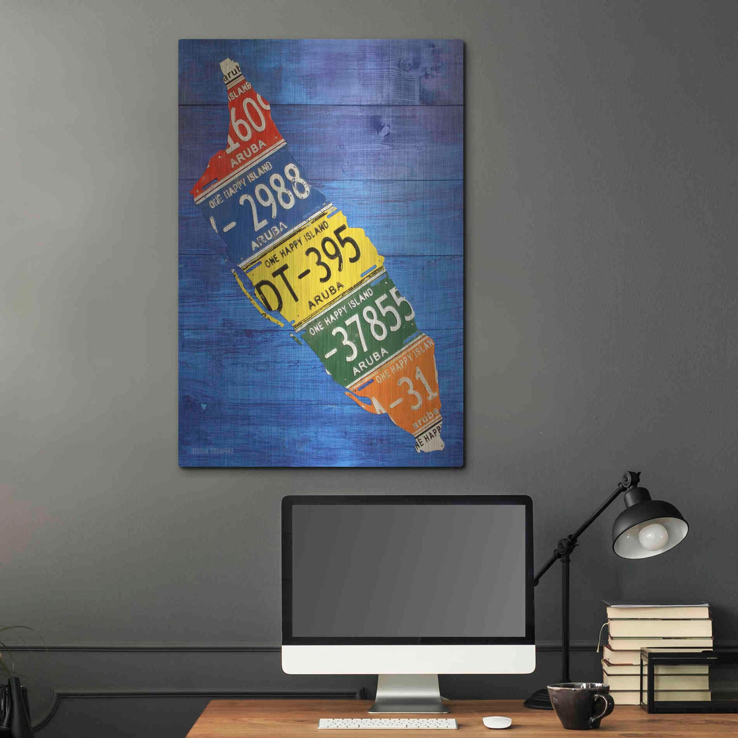 Luxe Metal Art 'Aruba License Plate Map' by Design Turnpike, Metal Wall Art,24x36