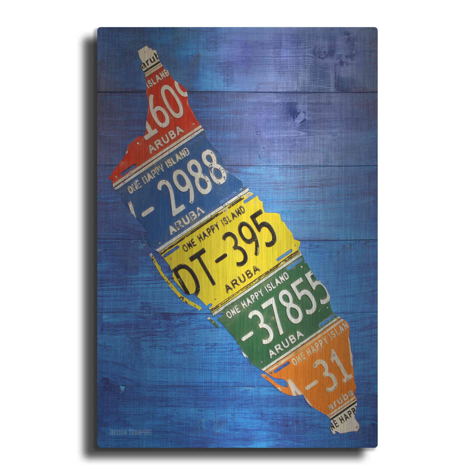 Luxe Metal Art 'Aruba License Plate Map' by Design Turnpike, Metal Wall Art