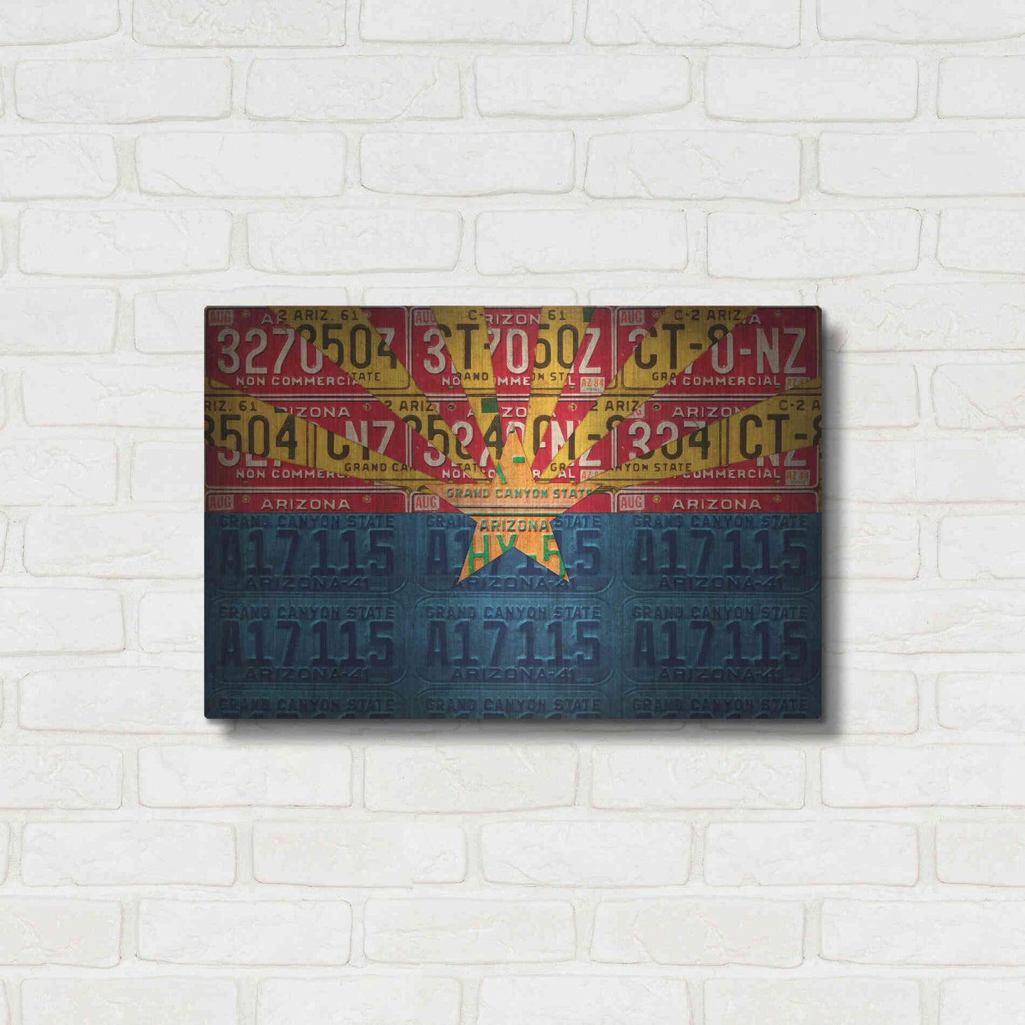 Luxe Metal Art 'Arizona State Flag License Plates' by Design Turnpike, Metal Wall Art,24x16