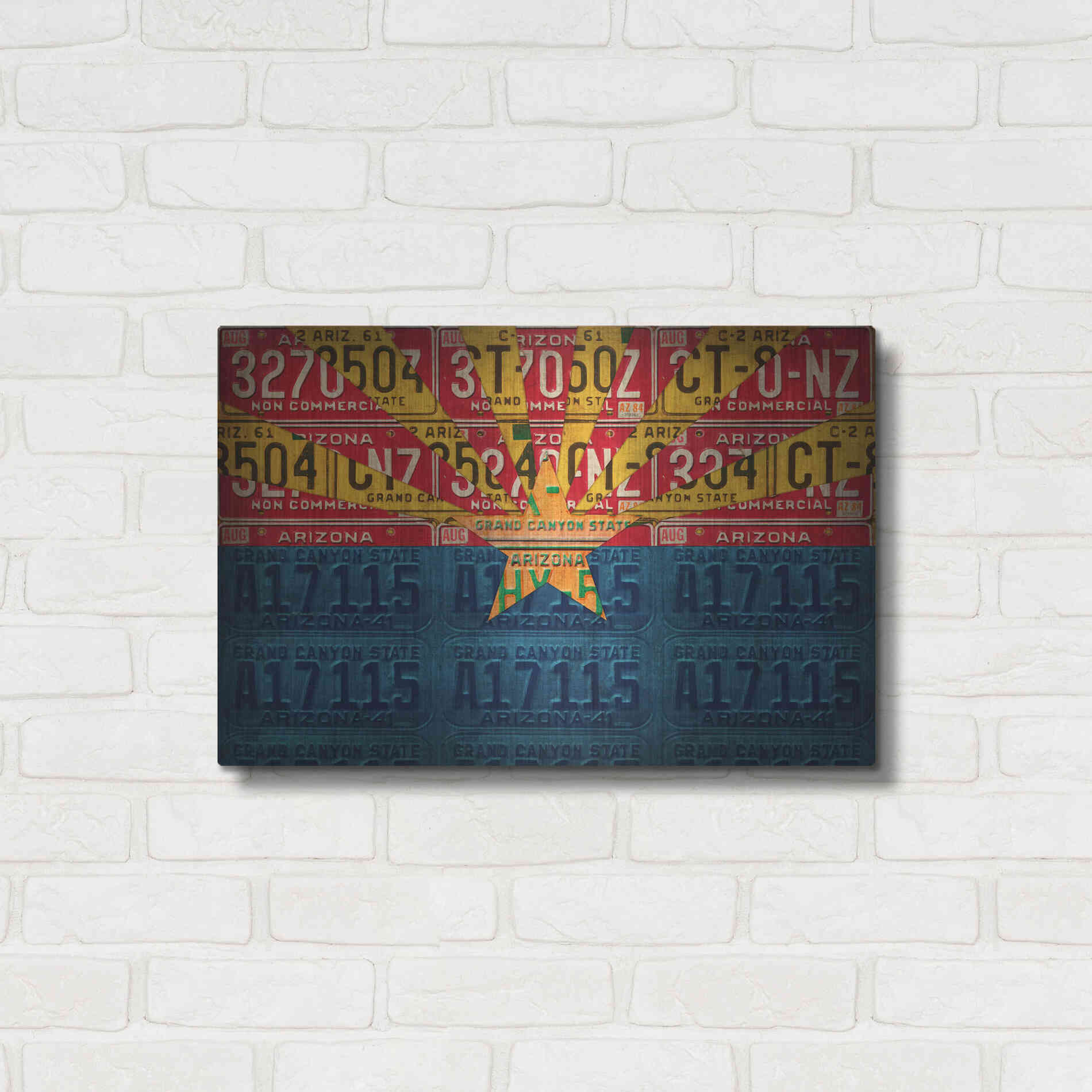 Luxe Metal Art 'Arizona State Flag License Plates' by Design Turnpike, Metal Wall Art,24x16