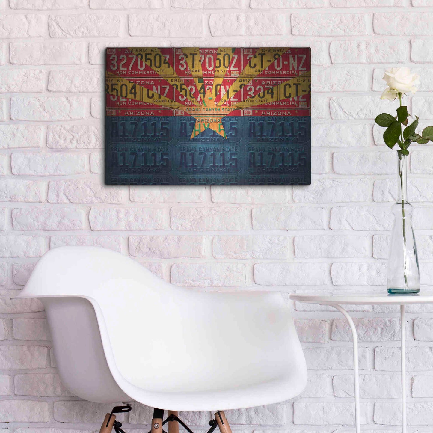 Luxe Metal Art 'Arizona State Flag License Plates' by Design Turnpike, Metal Wall Art,24x16