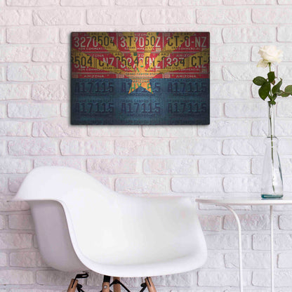 Luxe Metal Art 'Arizona State Flag License Plates' by Design Turnpike, Metal Wall Art,24x16
