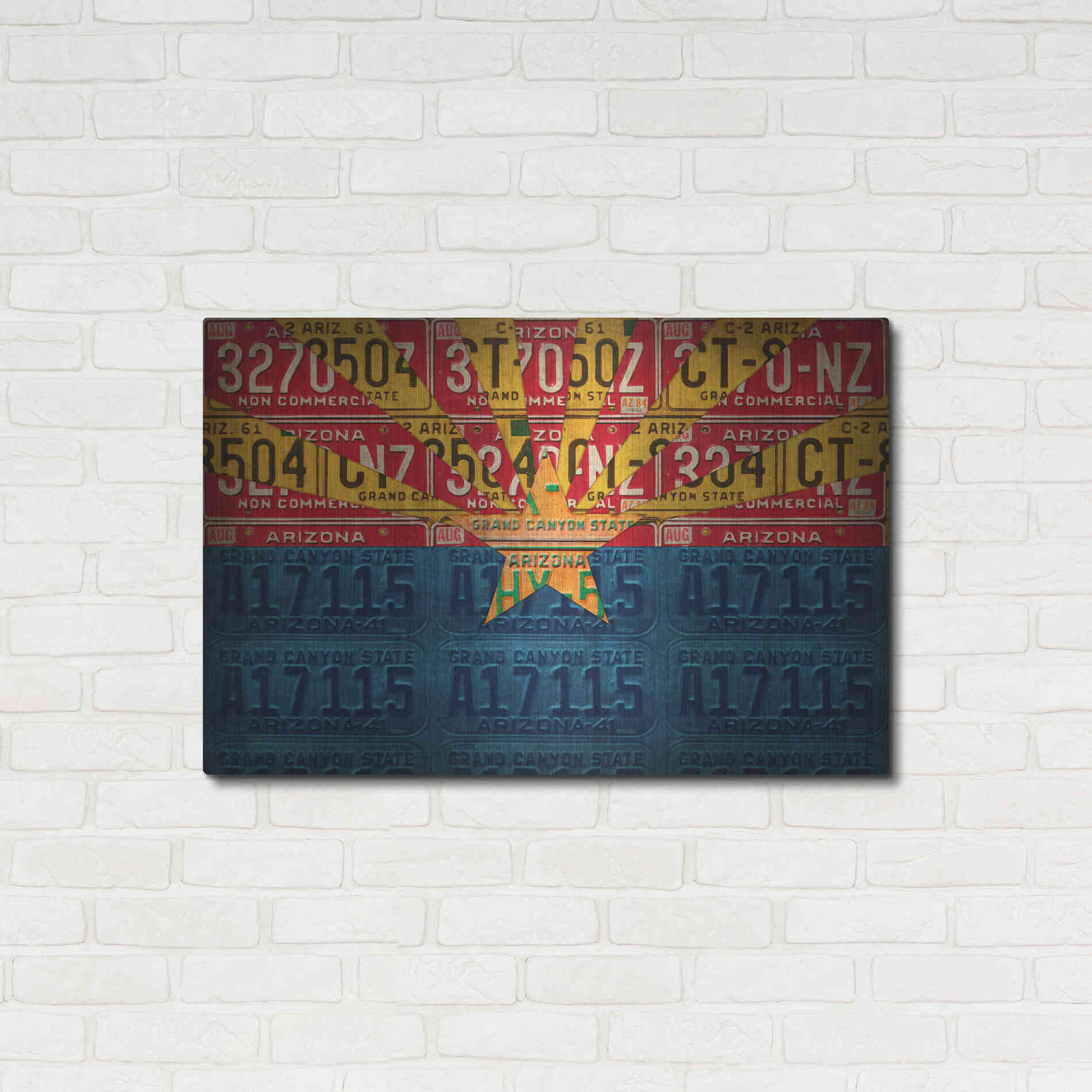 Luxe Metal Art 'Arizona State Flag License Plates' by Design Turnpike, Metal Wall Art,36x24