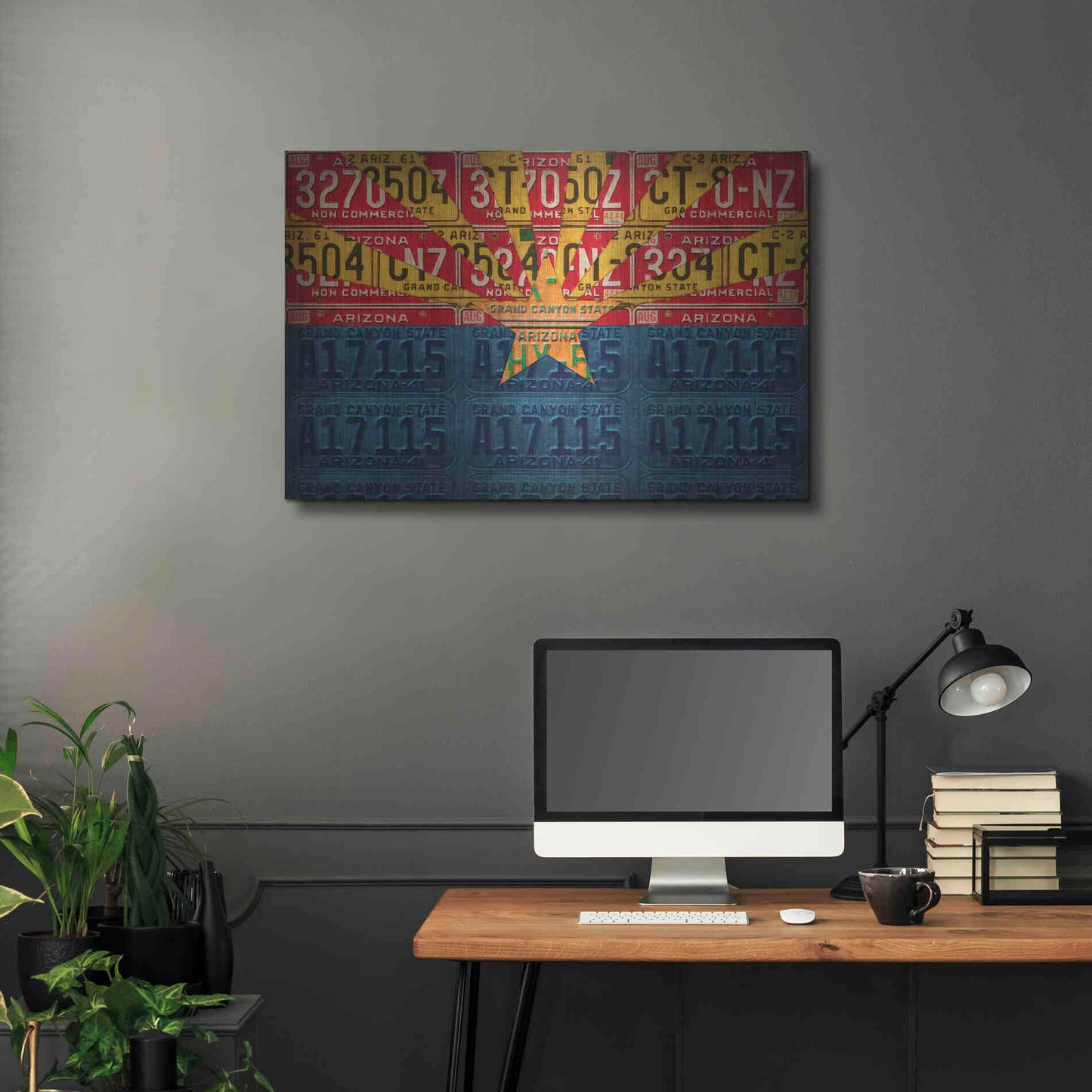 Luxe Metal Art 'Arizona State Flag License Plates' by Design Turnpike, Metal Wall Art,36x24