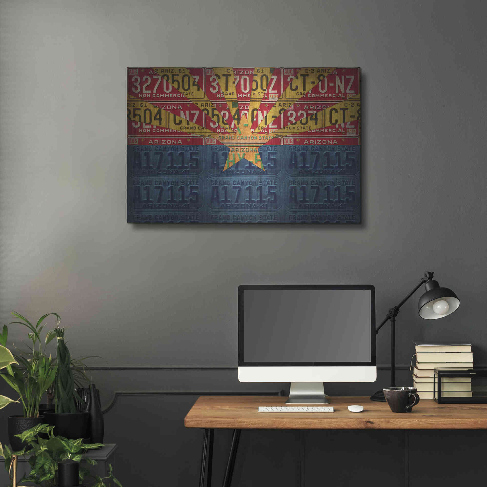 Luxe Metal Art 'Arizona State Flag License Plates' by Design Turnpike, Metal Wall Art,36x24