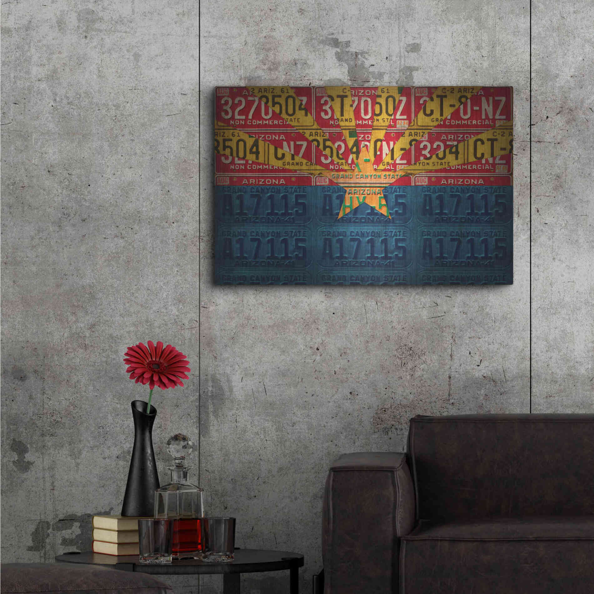 Luxe Metal Art 'Arizona State Flag License Plates' by Design Turnpike, Metal Wall Art,36x24