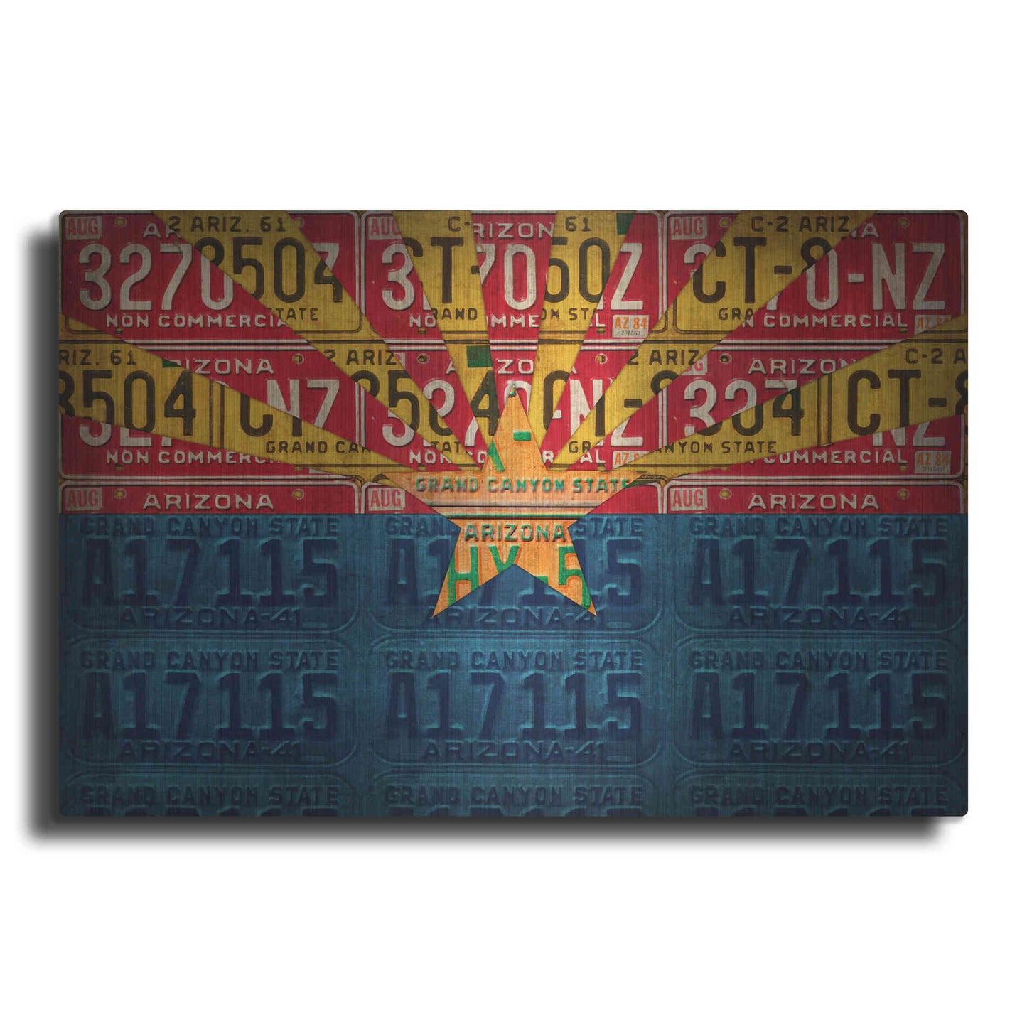 Luxe Metal Art 'Arizona State Flag License Plates' by Design Turnpike, Metal Wall Art