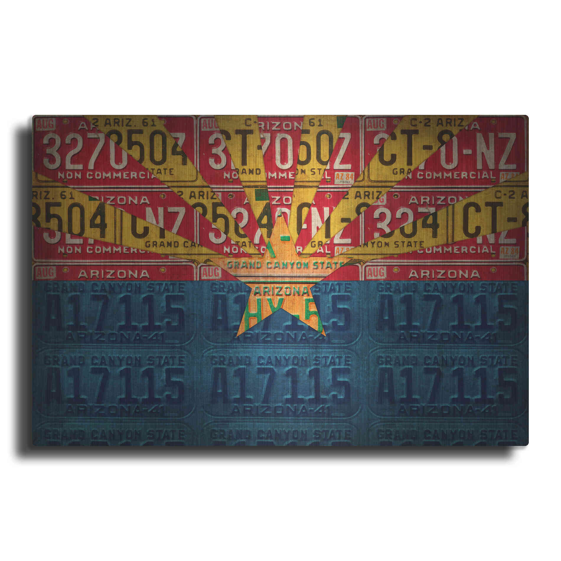 Luxe Metal Art 'Arizona State Flag License Plates' by Design Turnpike, Metal Wall Art
