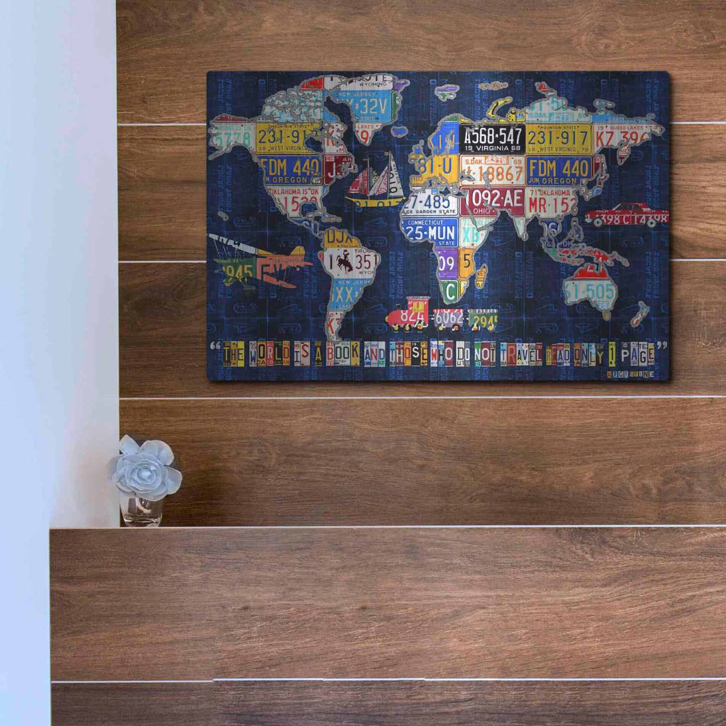 Luxe Metal Art 'World Map 2016 Augustine' by Design Turnpike, Metal Wall Art,16x12