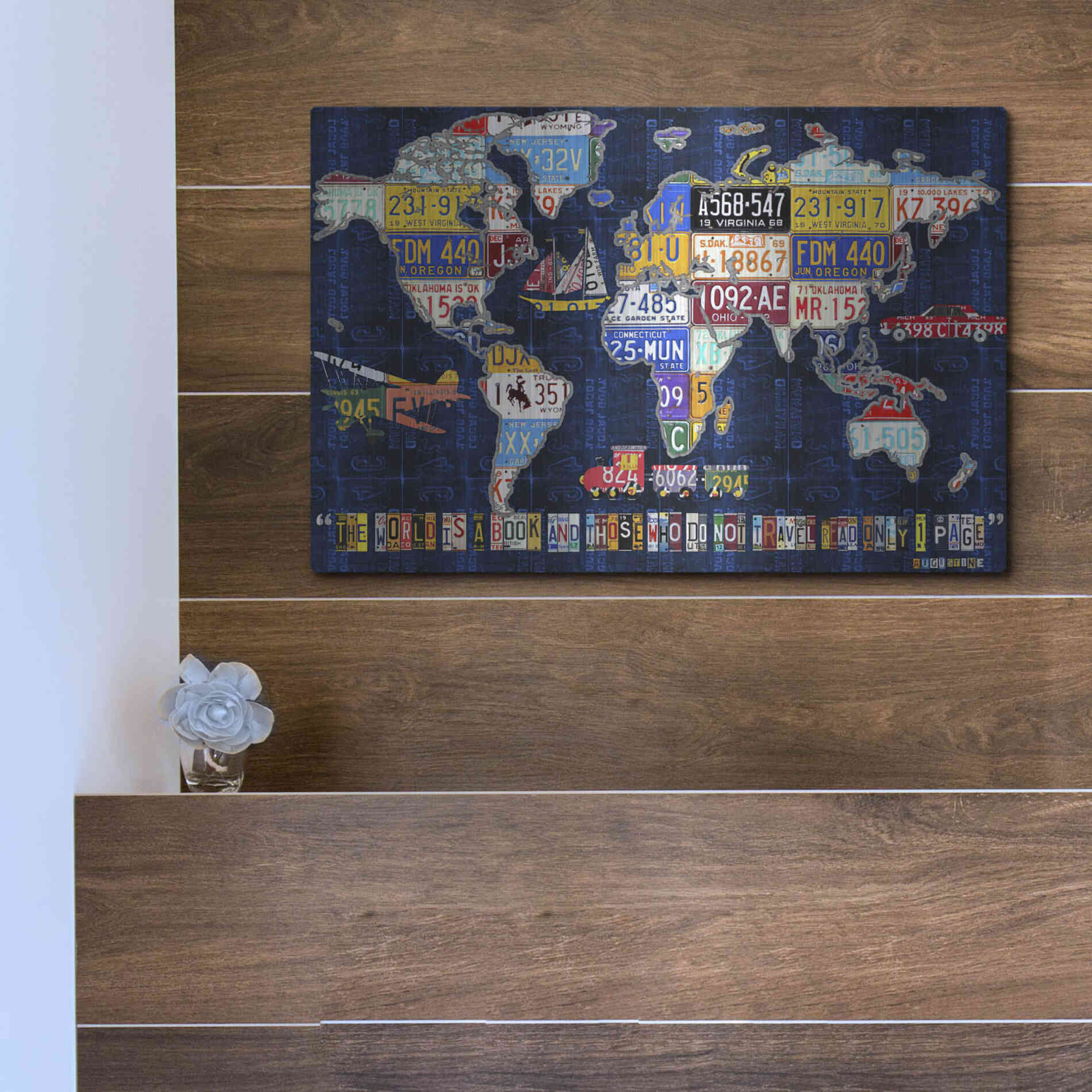 Luxe Metal Art 'World Map 2016 Augustine' by Design Turnpike, Metal Wall Art,16x12