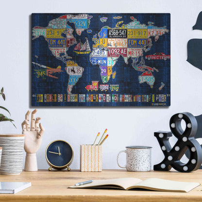 Luxe Metal Art 'World Map 2016 Augustine' by Design Turnpike, Metal Wall Art,16x12