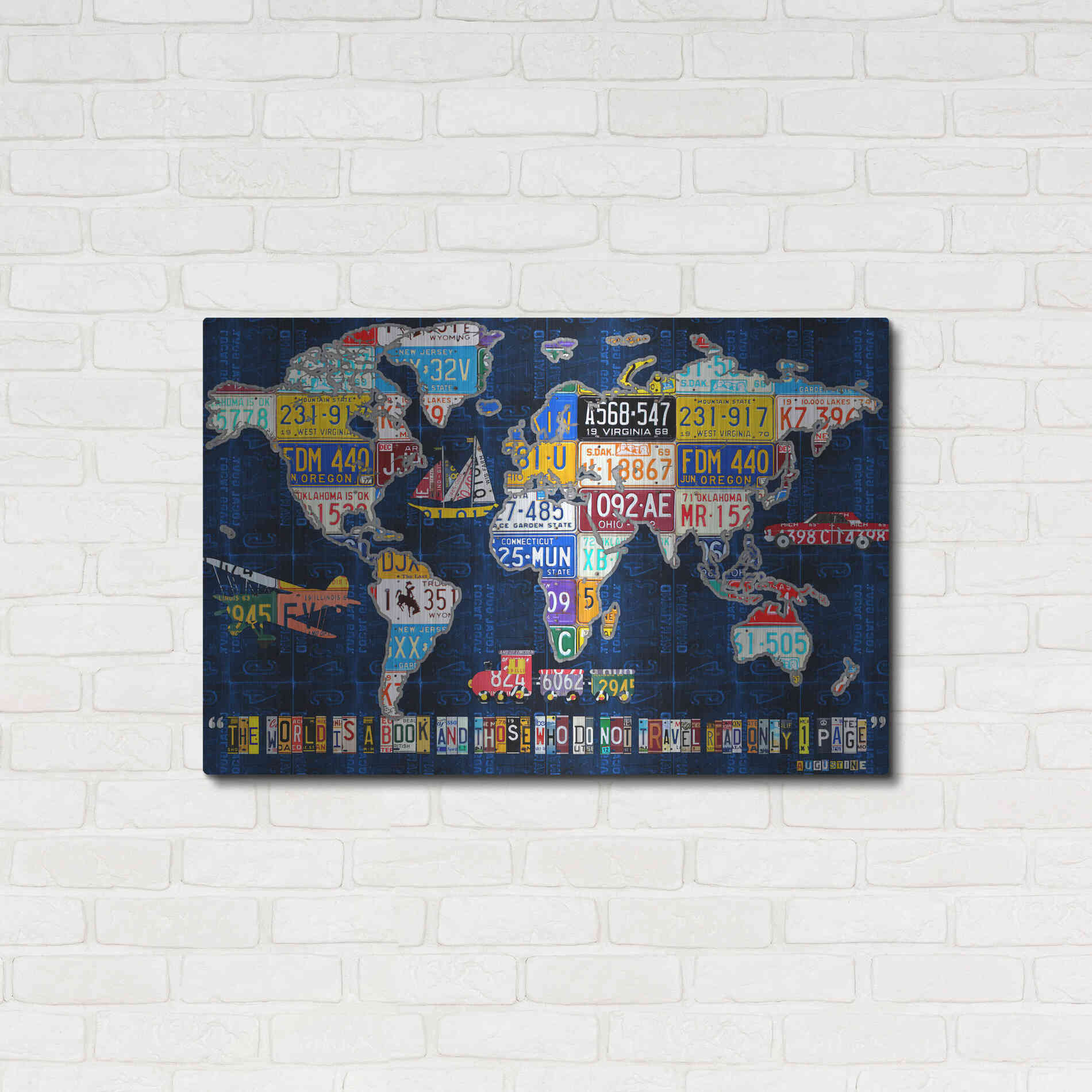 Luxe Metal Art 'World Map 2016 Augustine' by Design Turnpike, Metal Wall Art,36x24