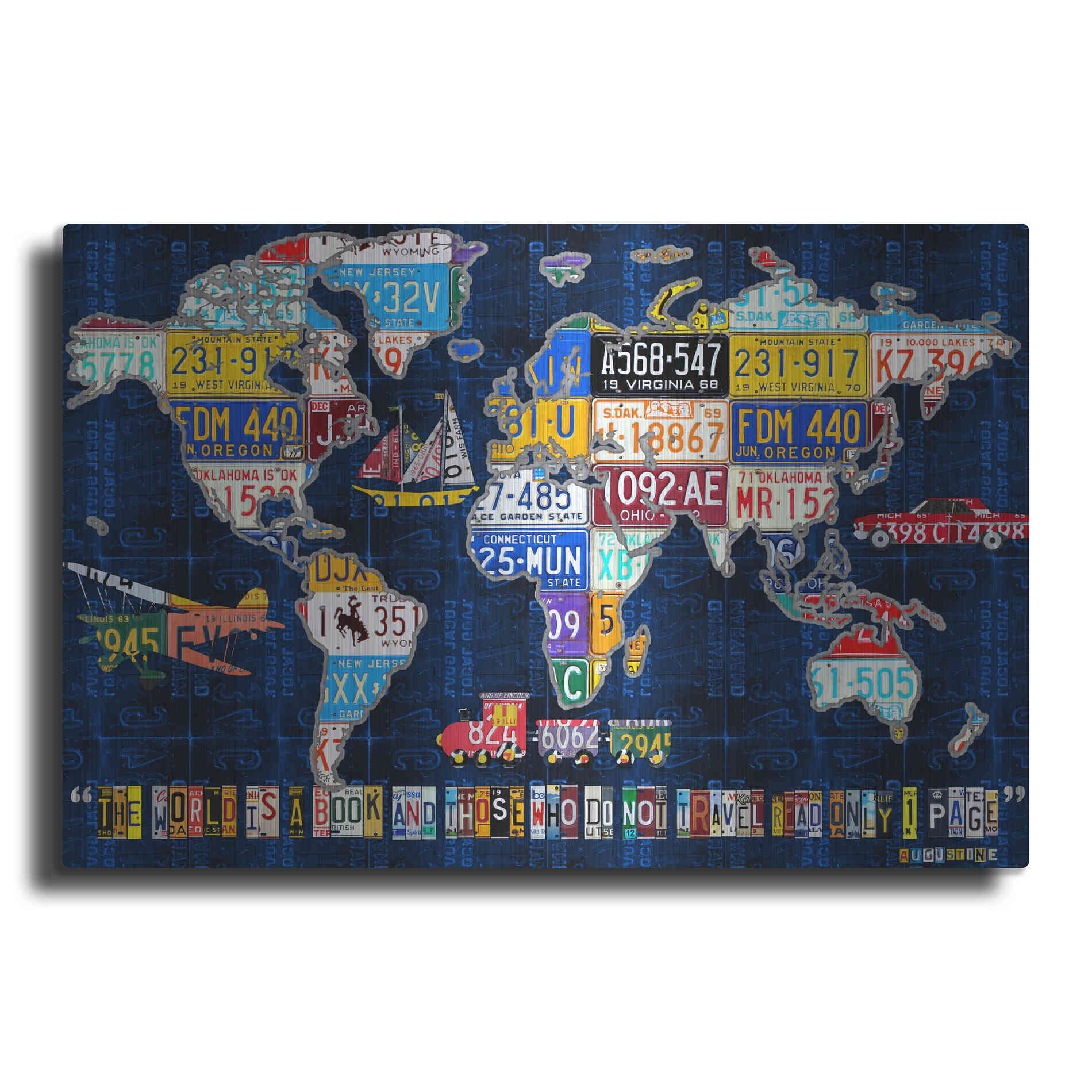 Luxe Metal Art 'World Map 2016 Augustine' by Design Turnpike, Metal Wall Art