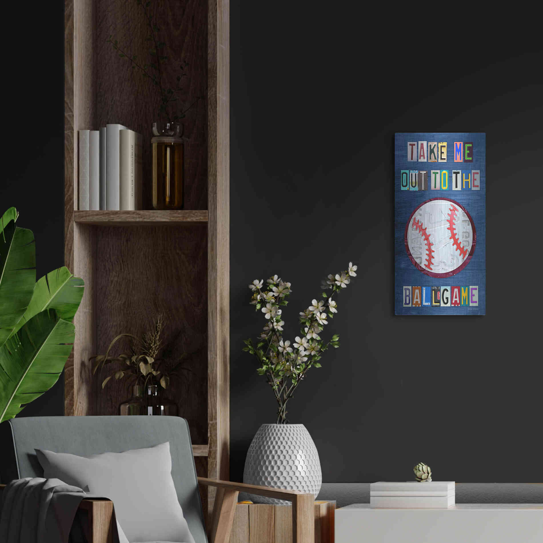 Luxe Metal Art 'Take Me Out To The Ballgame' by Design Turnpike, Metal Wall Art,12x24