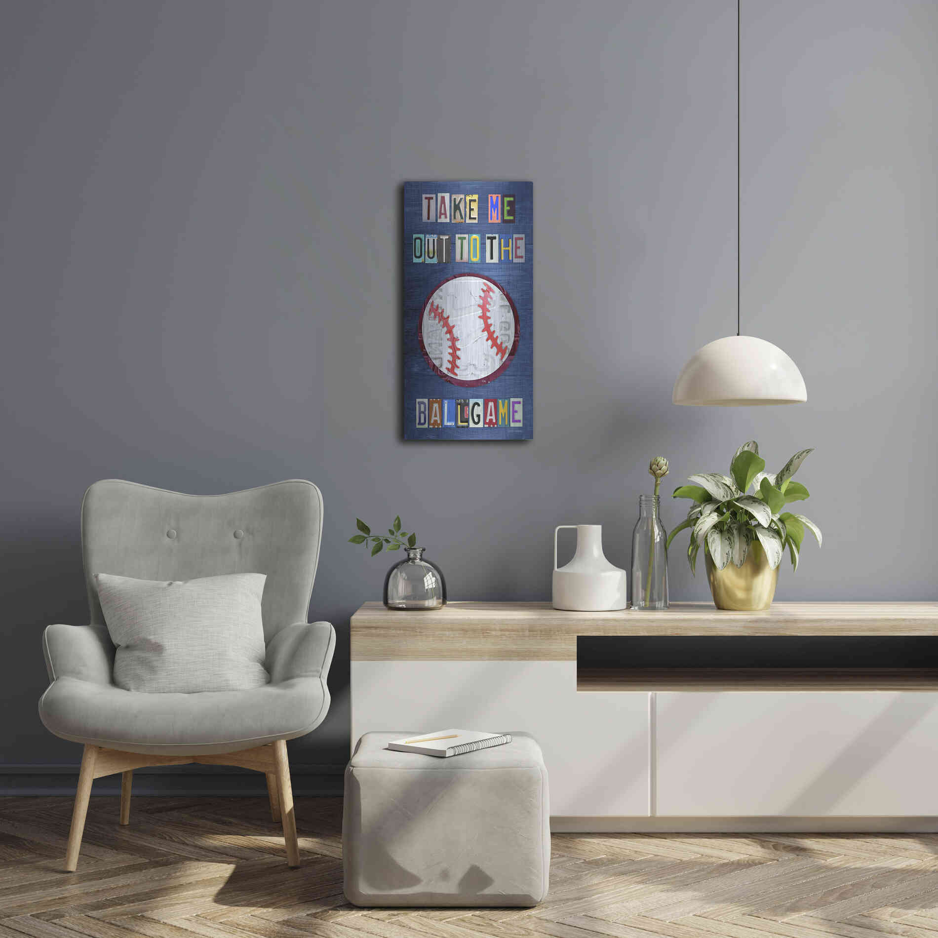 Luxe Metal Art 'Take Me Out To The Ballgame' by Design Turnpike, Metal Wall Art,12x24
