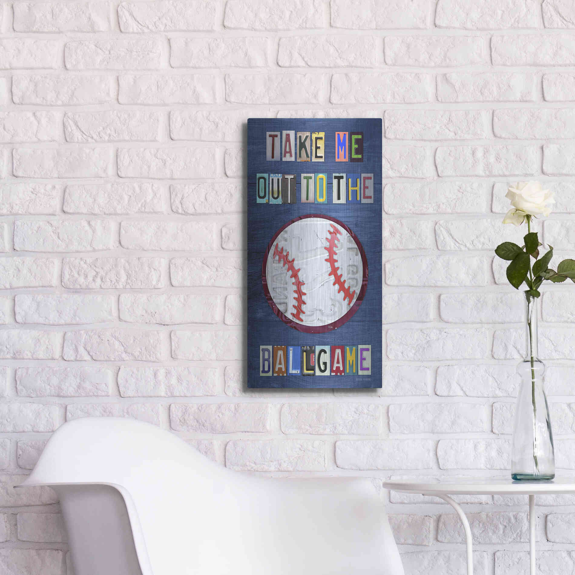 Luxe Metal Art 'Take Me Out To The Ballgame' by Design Turnpike, Metal Wall Art,12x24