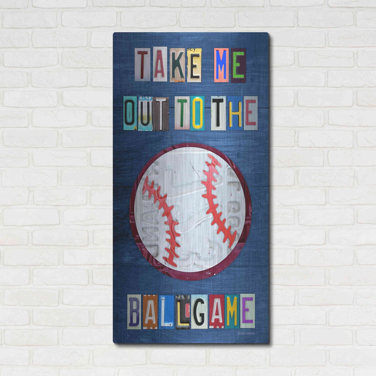 Luxe Metal Art 'Take Me Out To The Ballgame' by Design Turnpike, Metal Wall Art,24x48