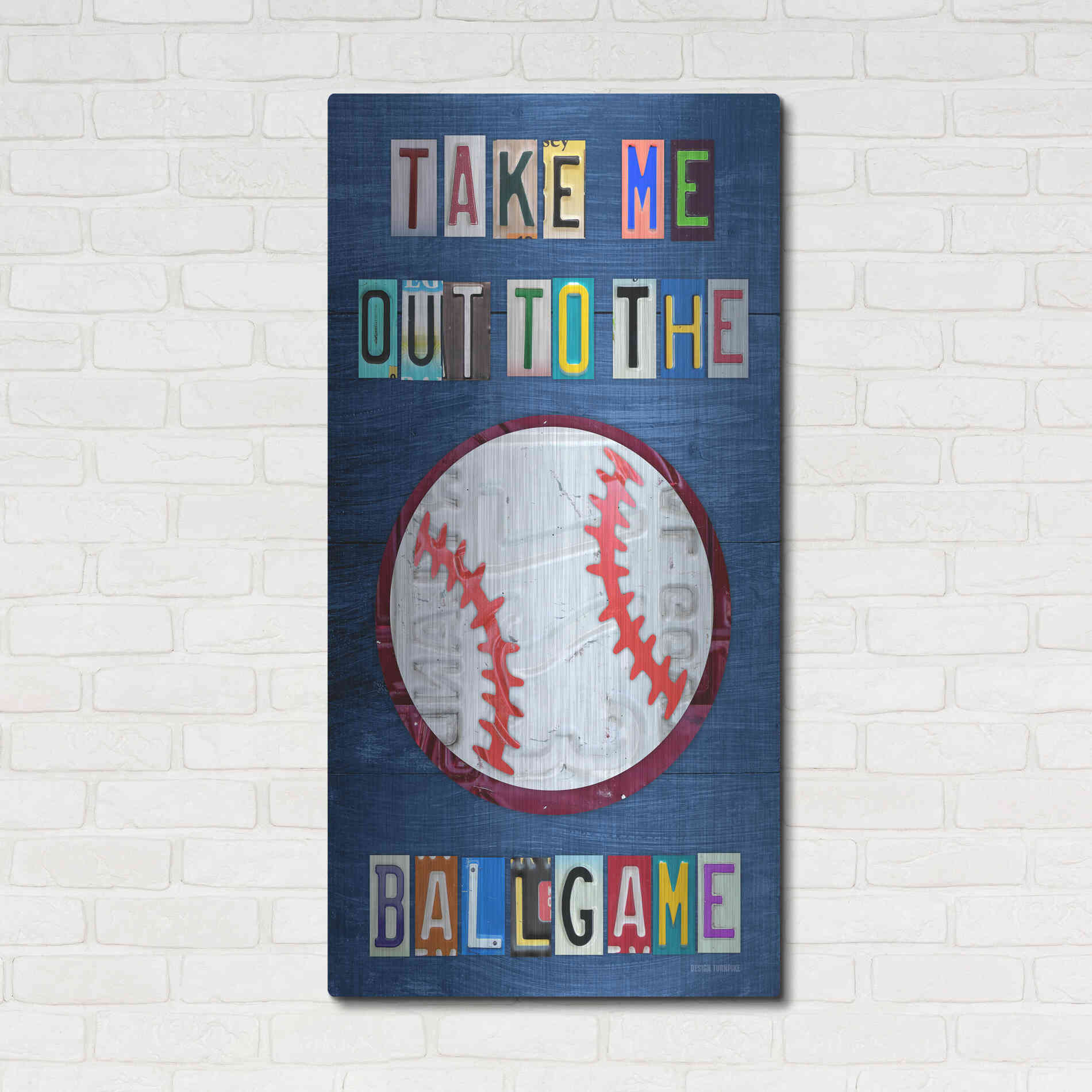 Luxe Metal Art 'Take Me Out To The Ballgame' by Design Turnpike, Metal Wall Art,24x48