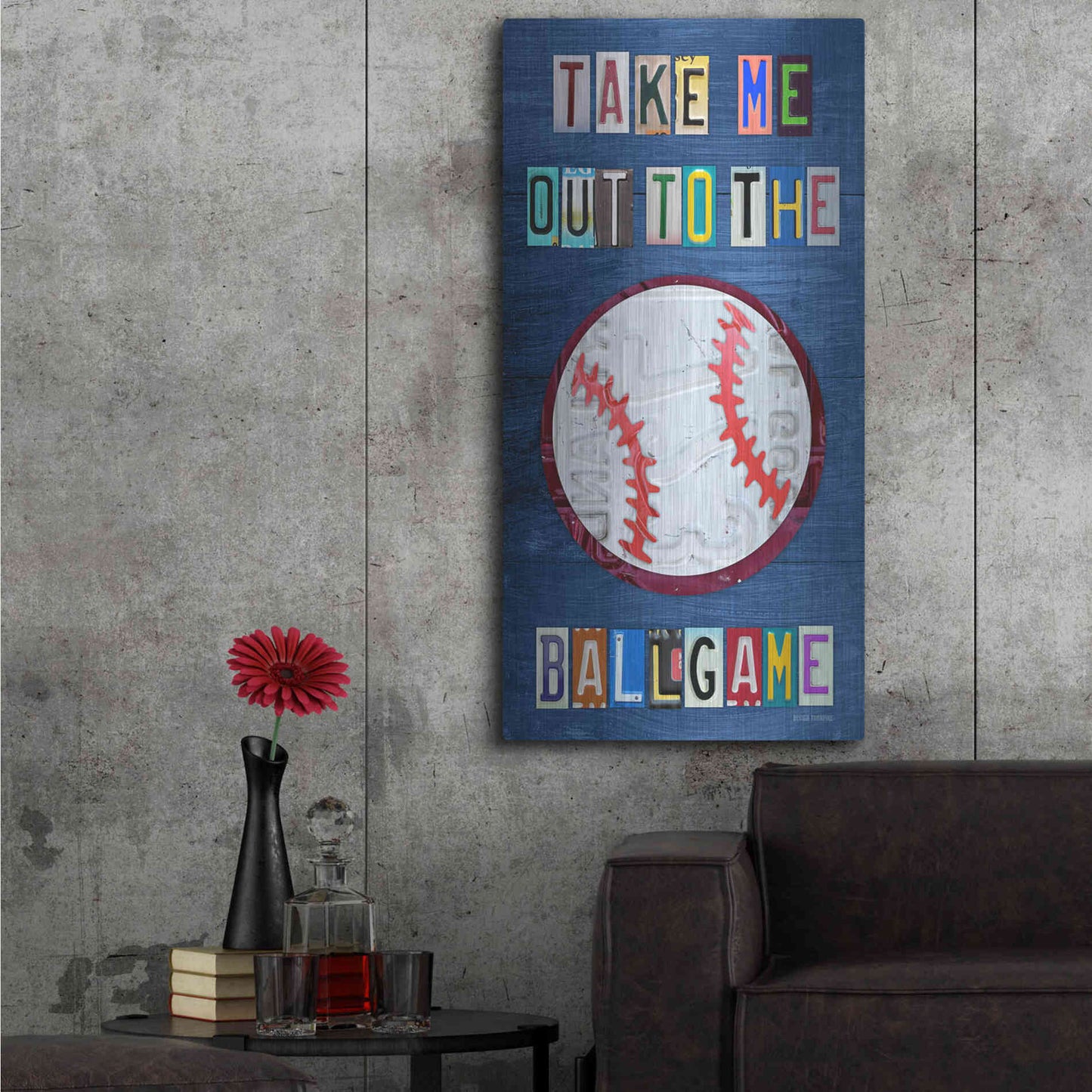 Luxe Metal Art 'Take Me Out To The Ballgame' by Design Turnpike, Metal Wall Art,24x48