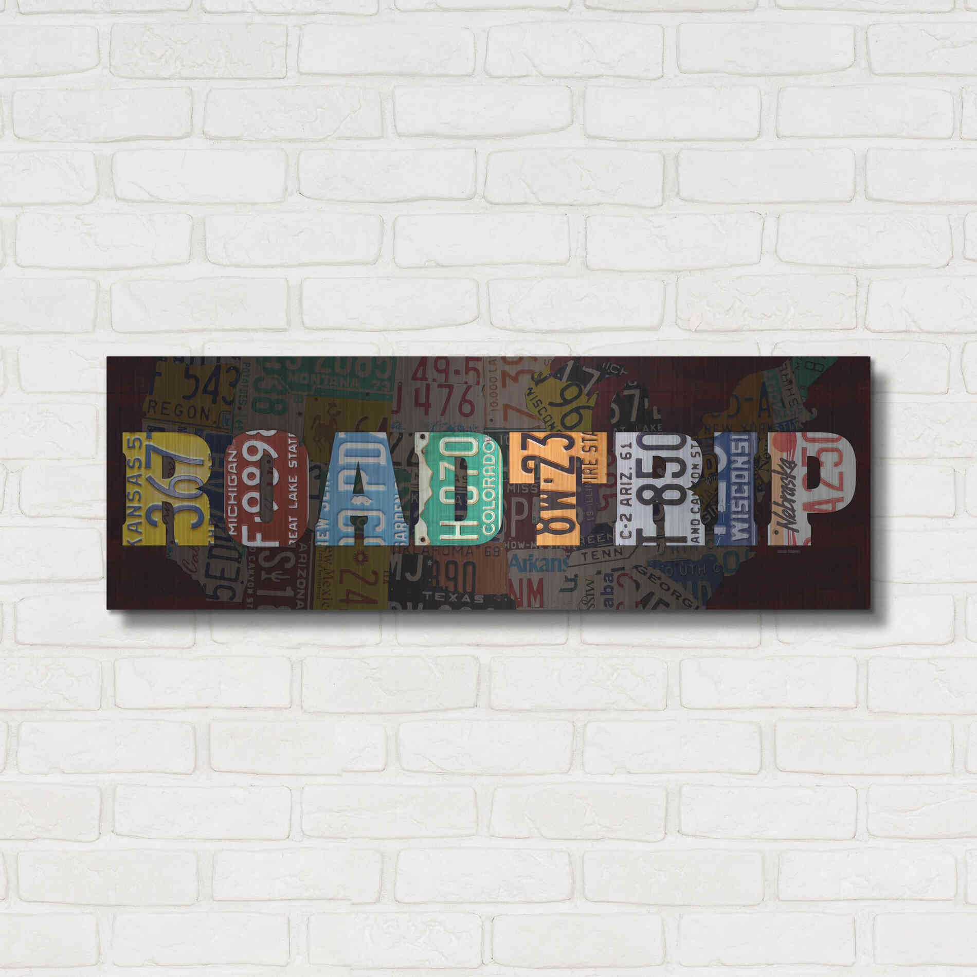 Luxe Metal Art 'Road Trip Lettering' by Design Turnpike, Metal Wall Art,36x12