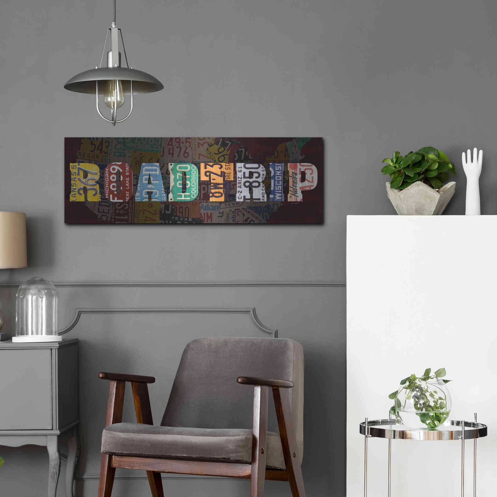 Luxe Metal Art 'Road Trip Lettering' by Design Turnpike, Metal Wall Art,36x12