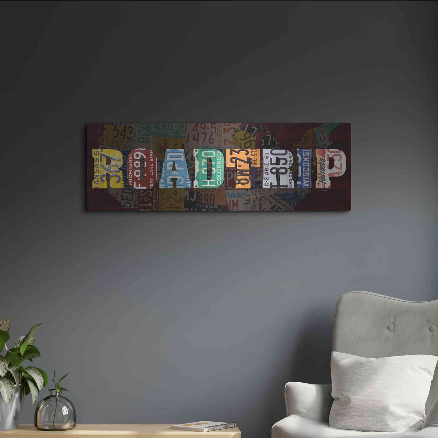 Luxe Metal Art 'Road Trip Lettering' by Design Turnpike, Metal Wall Art,36x12