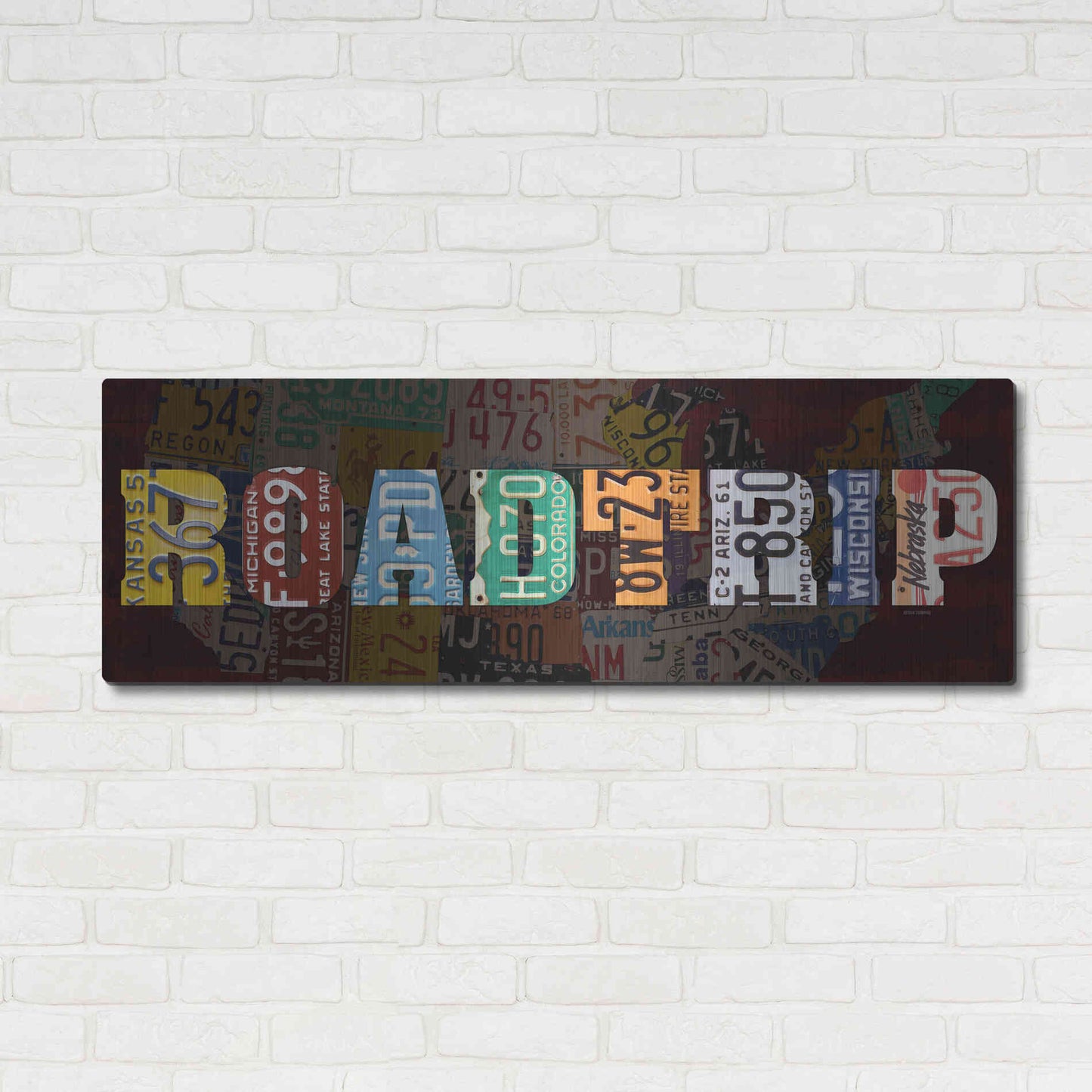 Luxe Metal Art 'Road Trip Lettering' by Design Turnpike, Metal Wall Art,48x16