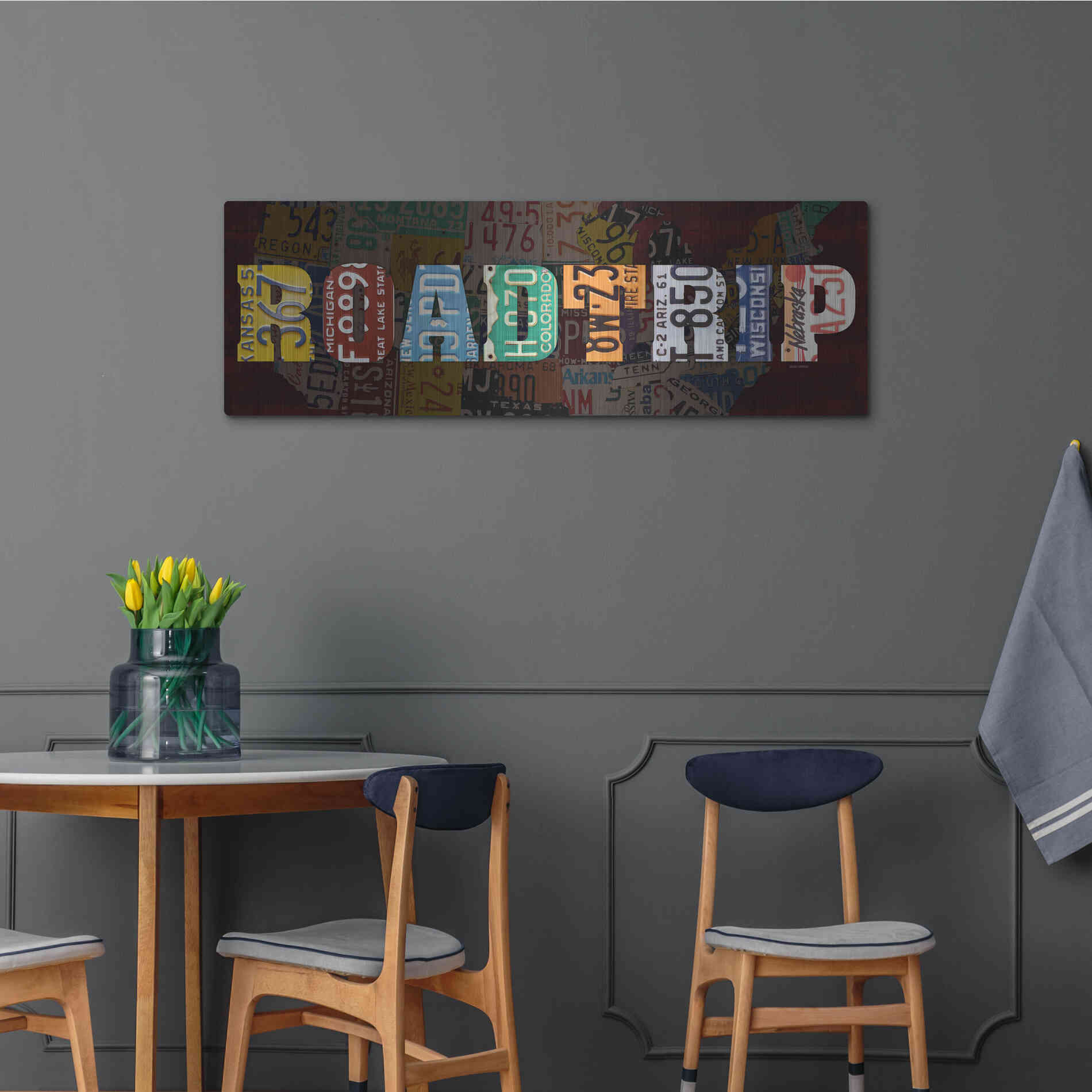 Luxe Metal Art 'Road Trip Lettering' by Design Turnpike, Metal Wall Art,48x16