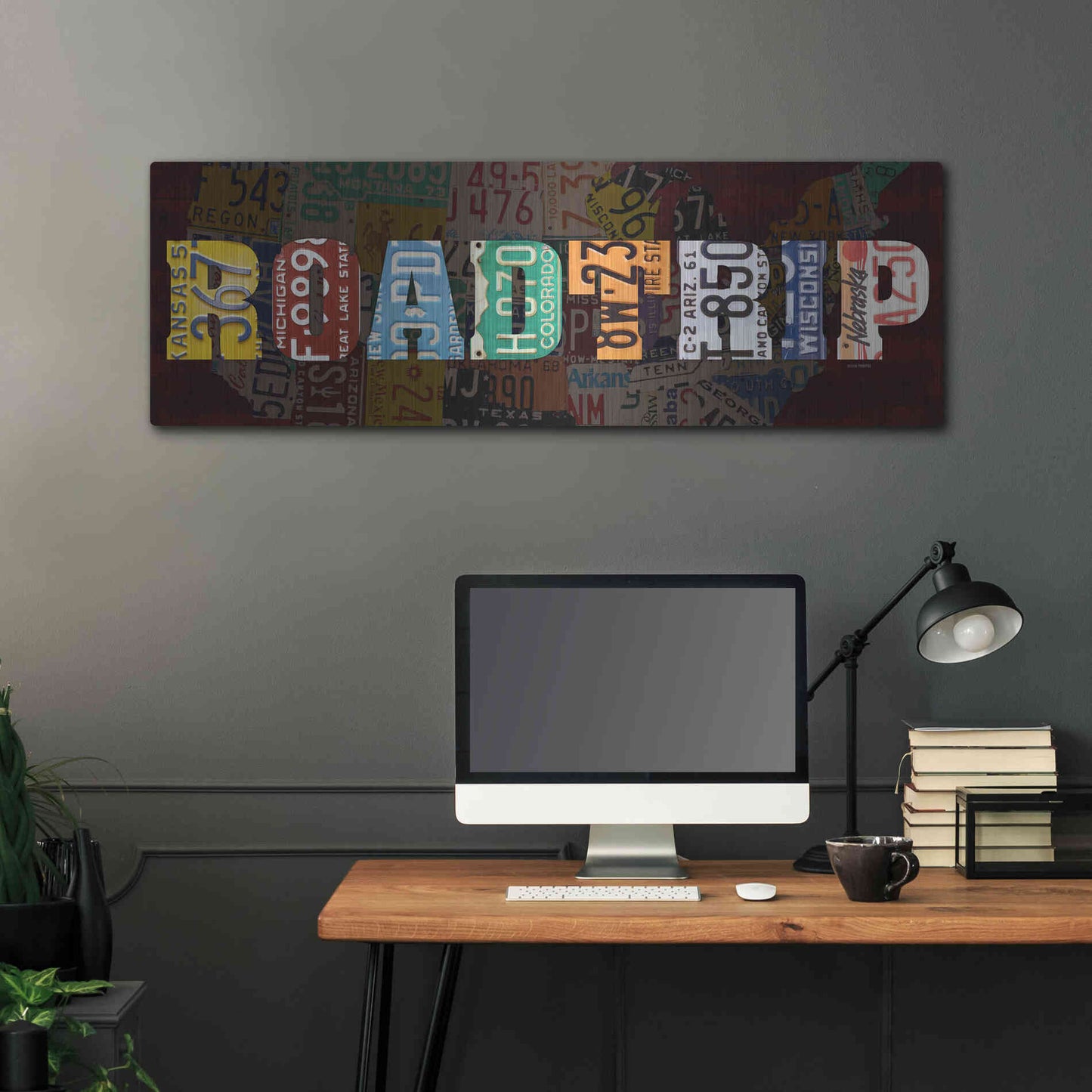 Luxe Metal Art 'Road Trip Lettering' by Design Turnpike, Metal Wall Art,48x16
