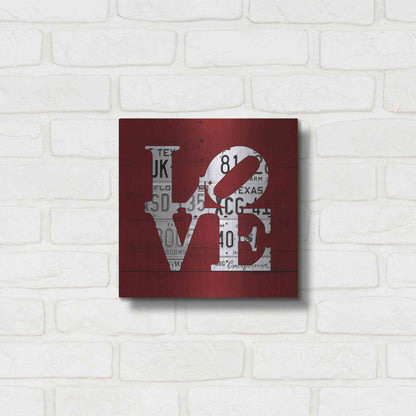 Luxe Metal Art 'Love Word Art License Plates' by Design Turnpike, Metal Wall Art,12x12