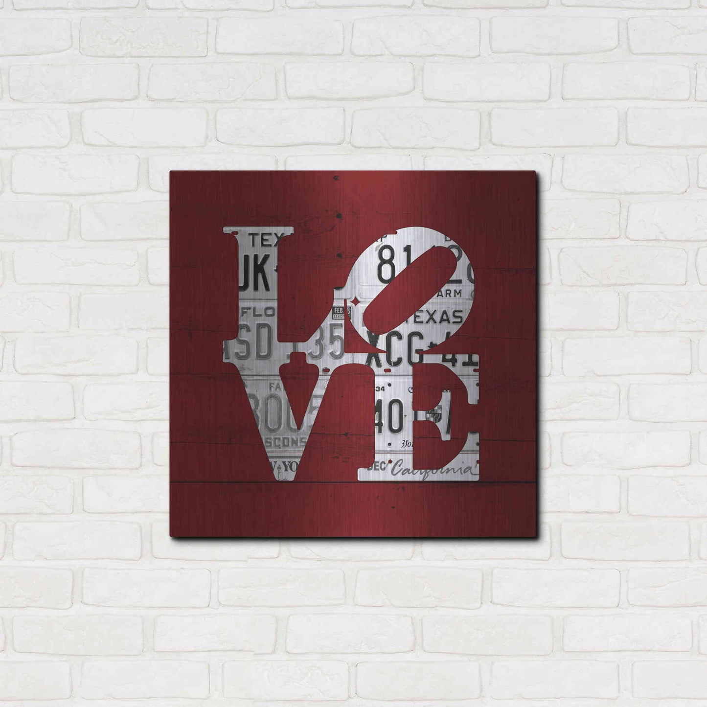 Luxe Metal Art 'Love Word Art License Plates' by Design Turnpike, Metal Wall Art,24x24